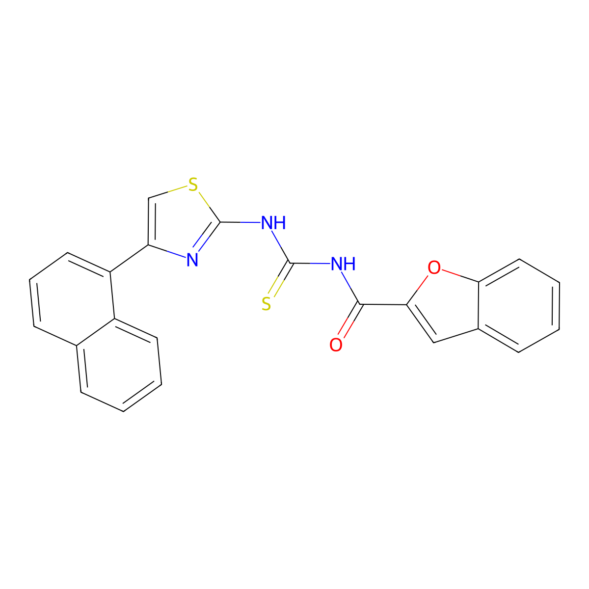 N-[(4-naphthalen-1-yl-1,3-thiazol-2-yl)carbamothioyl]-1-benzofuran-2-carboxamide molecular structure, CAS 433694-17-8
