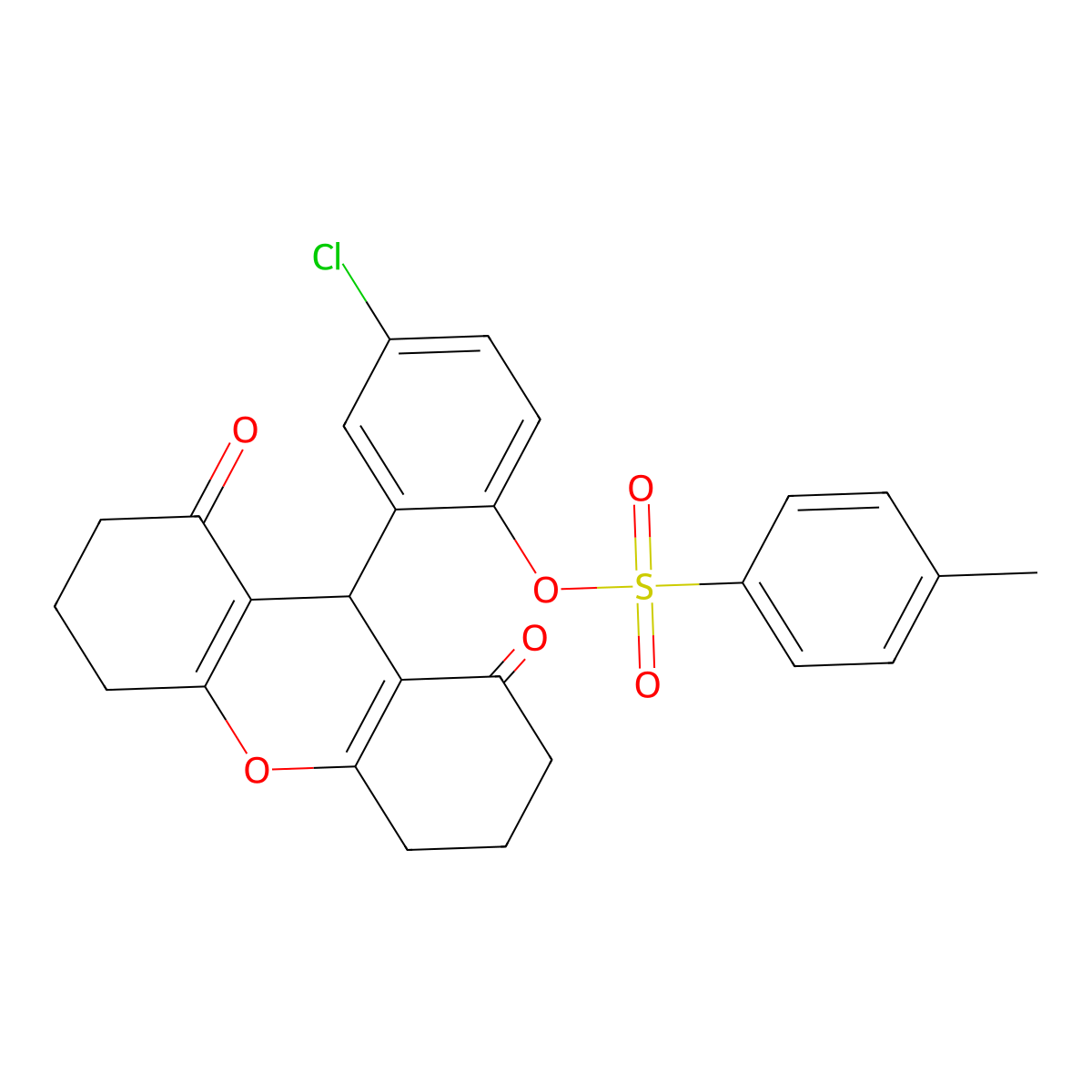 4-chloro-2-(1,8-dioxo-2,3,4,5,6,7,8,9-octahydro-1H-xanthen-9-yl)phenyl 4-methylbenzenesulfonate molecular structure, CAS 433694-28-1