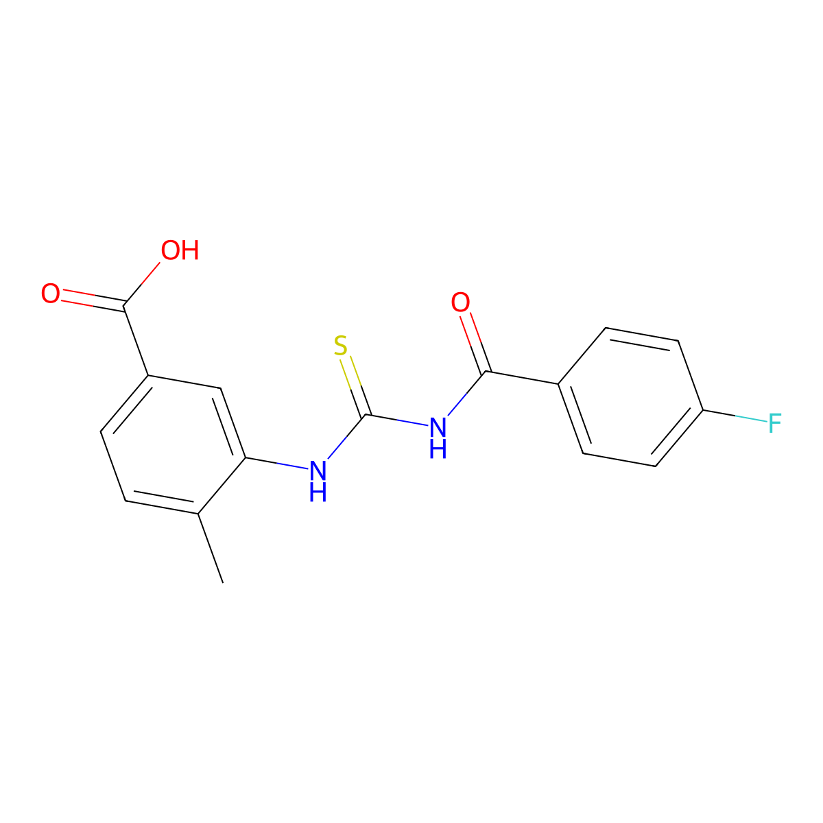 3-({[(4-Fluorophenyl)carbonyl]carbamothioyl}amino)-4-methylbenzoic acid molecular structure, CAS 433694-37-2