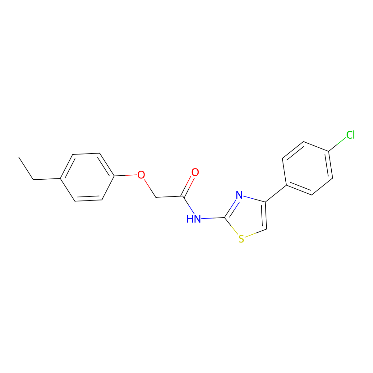 N-[4-(4-chlorophenyl)-1,3-thiazol-2-yl]-2-(4-ethylphenoxy)acetamide molecular structure, CAS 433694-42-9