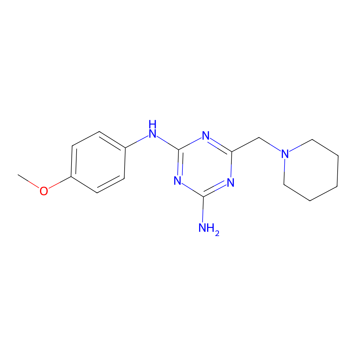 N2-(4-methoxyphenyl)-6-(1-piperidinylmethyl)-1,3,5-triazine-2,4-diamine molecular structure, CAS 433694-46-3