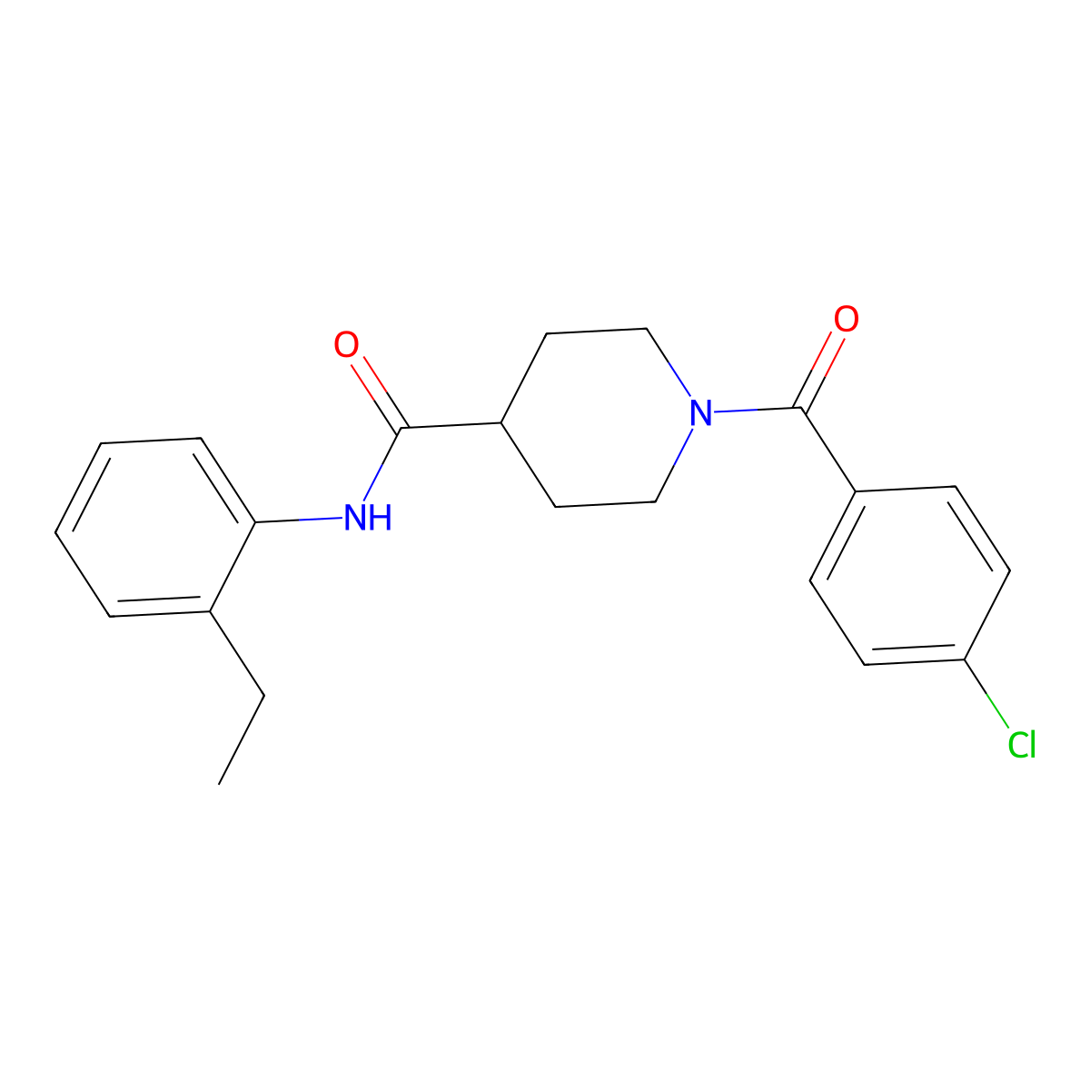 1-(4-chlorobenzoyl)-N-(2-ethylphenyl)piperidine-4-carboxamide molecular structure, CAS 433694-53-2