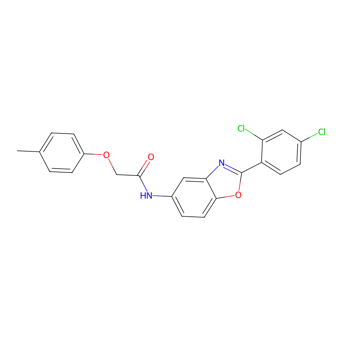 N-[2-(2,4-dichlorophenyl)-1,3-benzoxazol-5-yl]-2-(4-methylphenoxy)acetamide molecular structure, CAS 433694-55-4