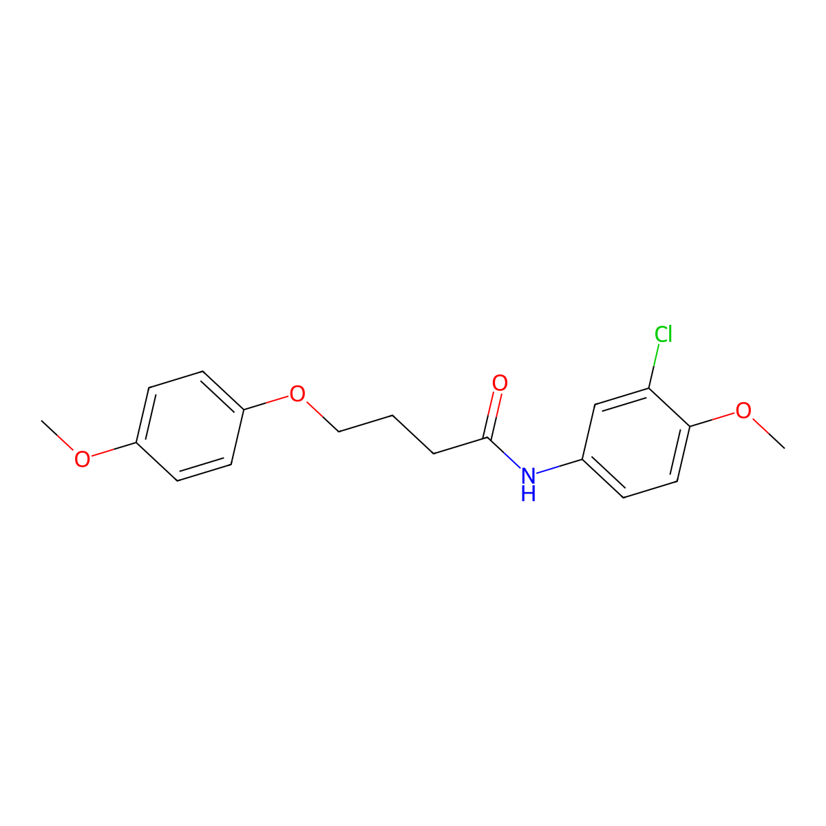N-(3-chloro-4-methoxyphenyl)-4-(4-methoxyphenoxy)butanamide molecular structure, CAS 433694-70-3