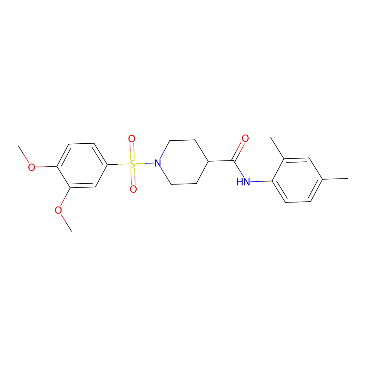 1-(3,4-dimethoxyphenyl)sulfonyl-N-(2,4-dimethylphenyl)piperidine-4-carboxamide molecular structure, CAS 433694-72-5
