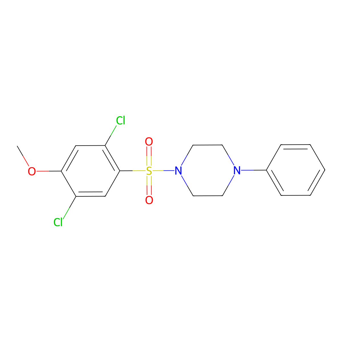 1-(2,5-Dichloro-4-methoxyphenyl)sulfonyl-4-phenylpiperazine molecular structure, CAS 433694-80-5