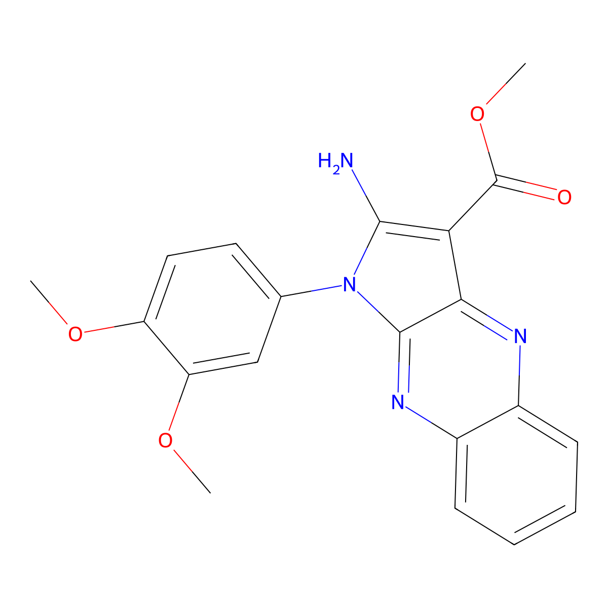methyl 2-amino-1-(3,4-dimethoxyphenyl)-1H-pyrrolo[2,3-b]quinoxaline-3-carboxylate molecular structure, CAS 433695-02-4