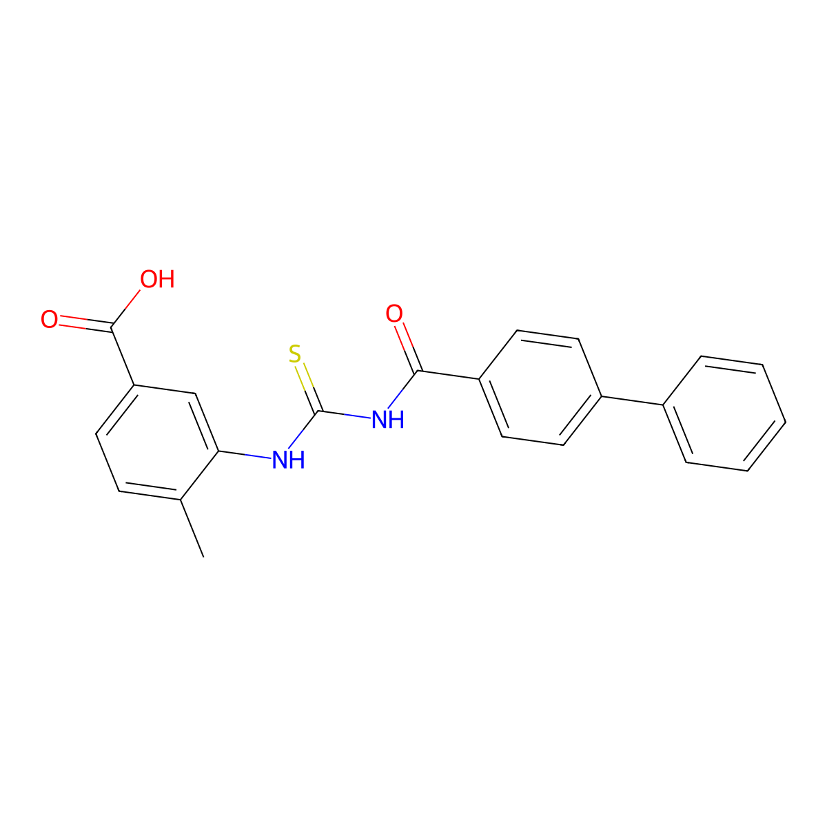 3-{[(Biphenyl-4-ylcarbonyl)carbamothioyl]amino}-4-methylbenzoic acid molecular structure, CAS 433695-09-1