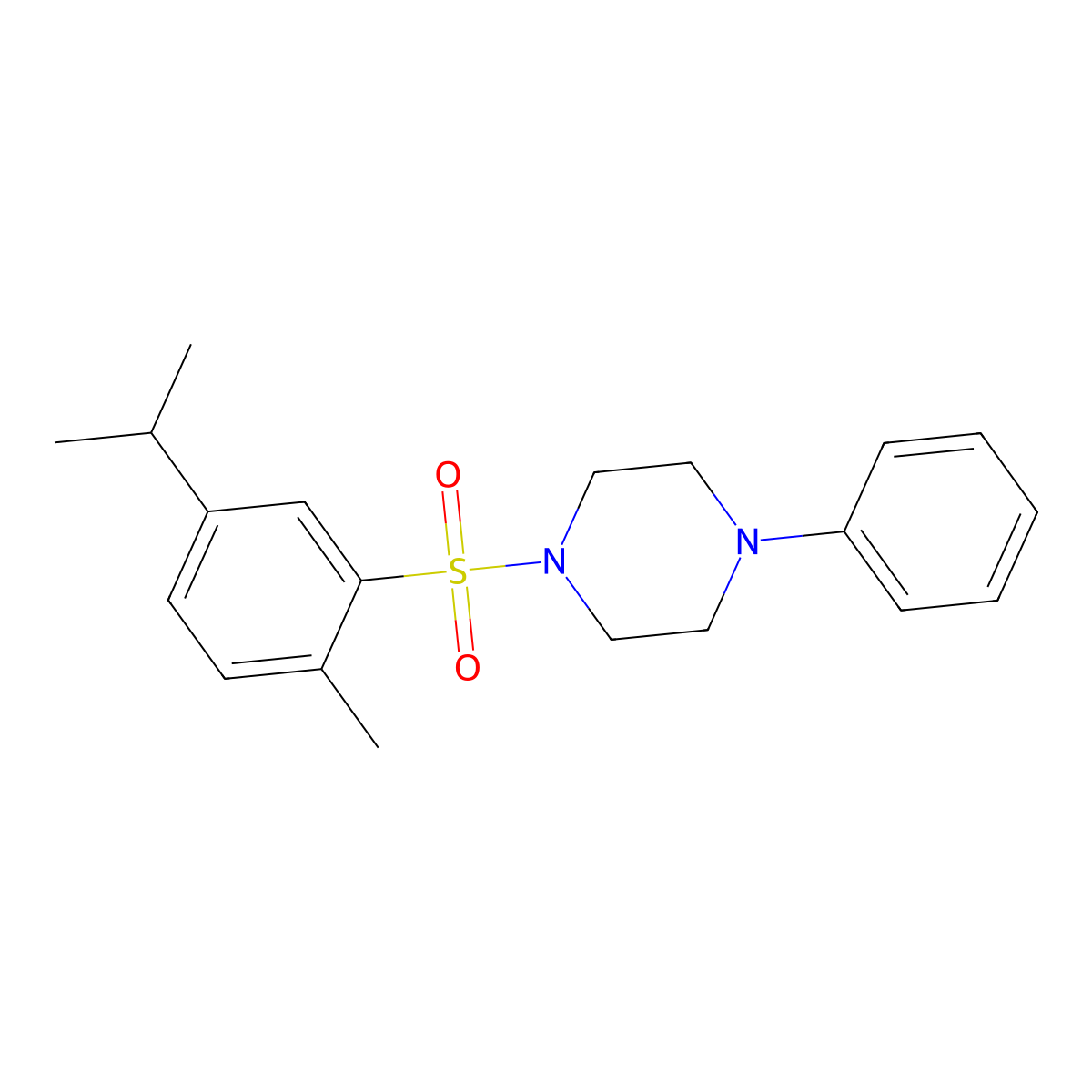 1-[(5-Isopropyl-2-methylphenyl)sulfonyl]-4-phenylpiperazine molecular structure, CAS 433695-11-5