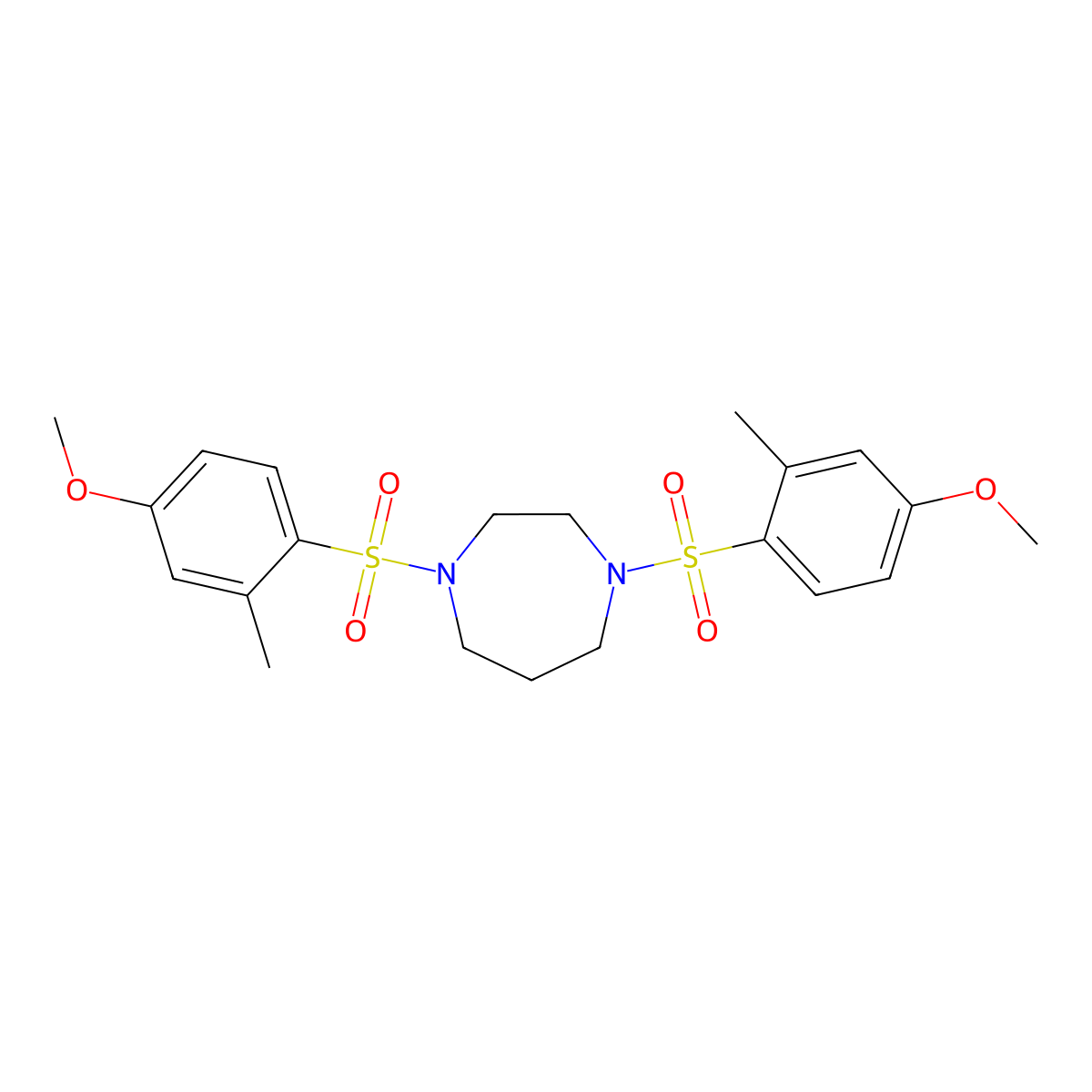 1,4-Bis[(4-methoxy-2-methylphenyl)sulfonyl]-1,4-diazepane molecular structure, CAS 433695-17-1