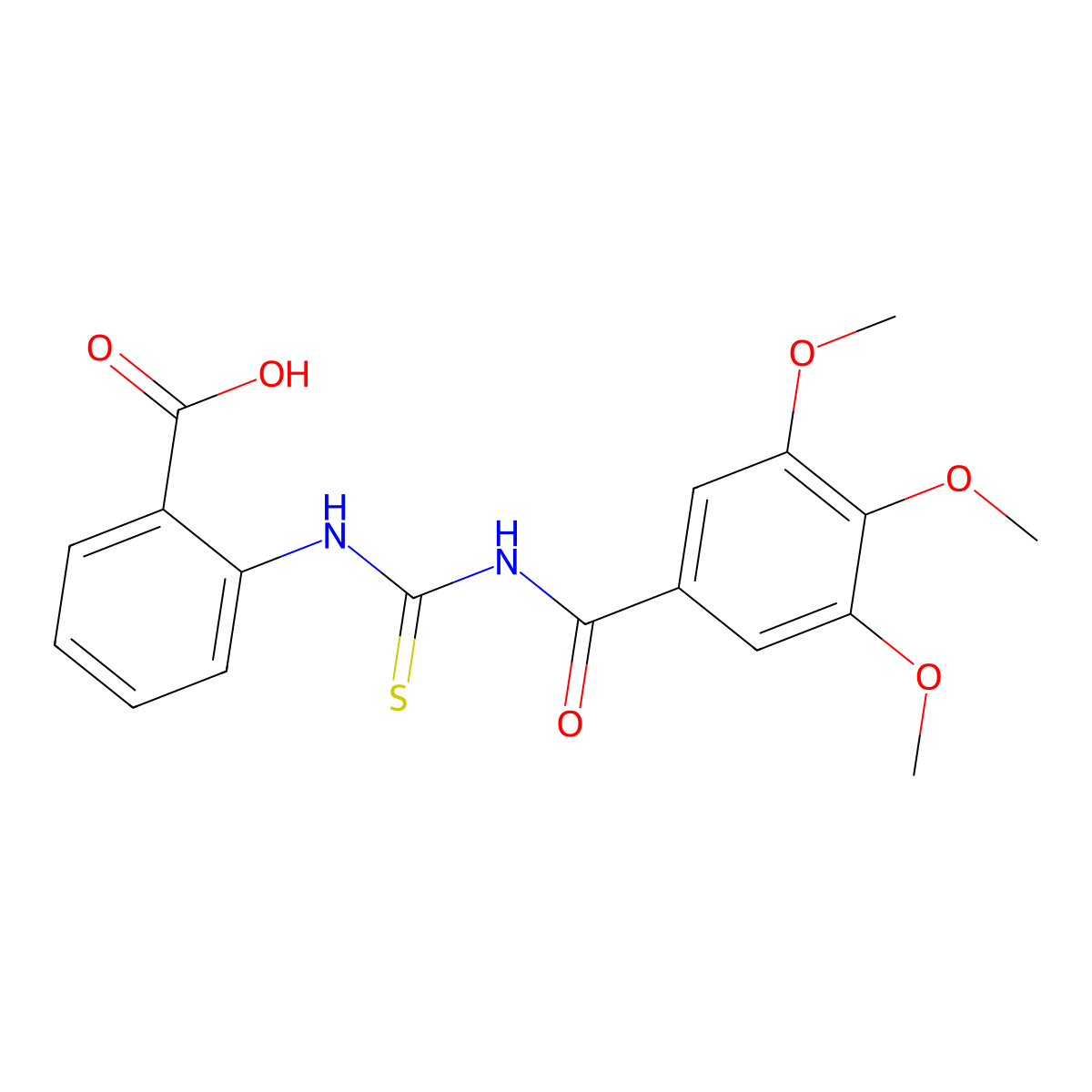 2-(3-(3,4,5-Trimethoxybenzoyl)thioureido)benzoic acid molecular structure, CAS 433695-23-9