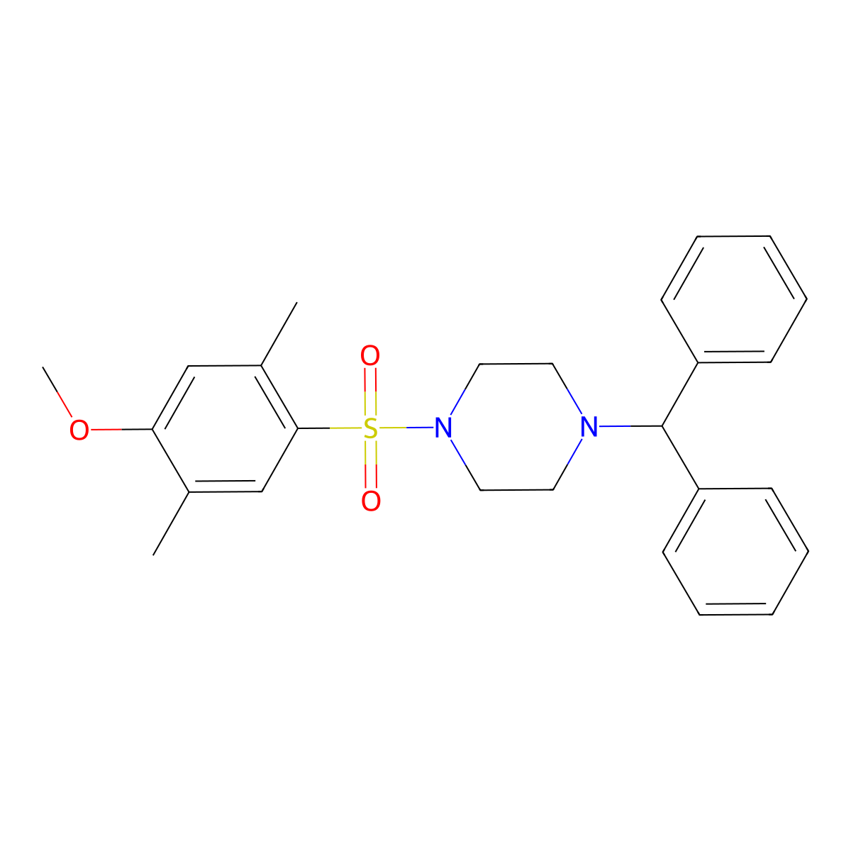 1-(Diphenylmethyl)-4-(4-methoxy-2,5-dimethylbenzenesulfonyl)piperazine molecular structure, CAS 433695-26-2