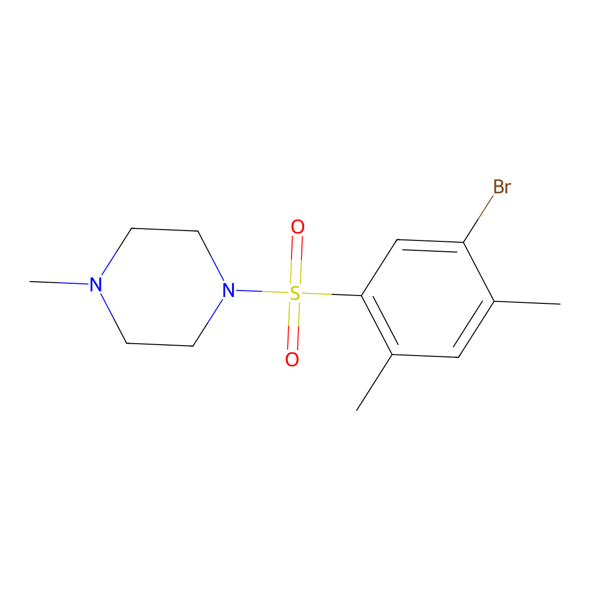 1-((5-Bromo-2,4-dimethylphenyl)sulfonyl)-4-methylpiperazine molecular structure, CAS 433695-28-4