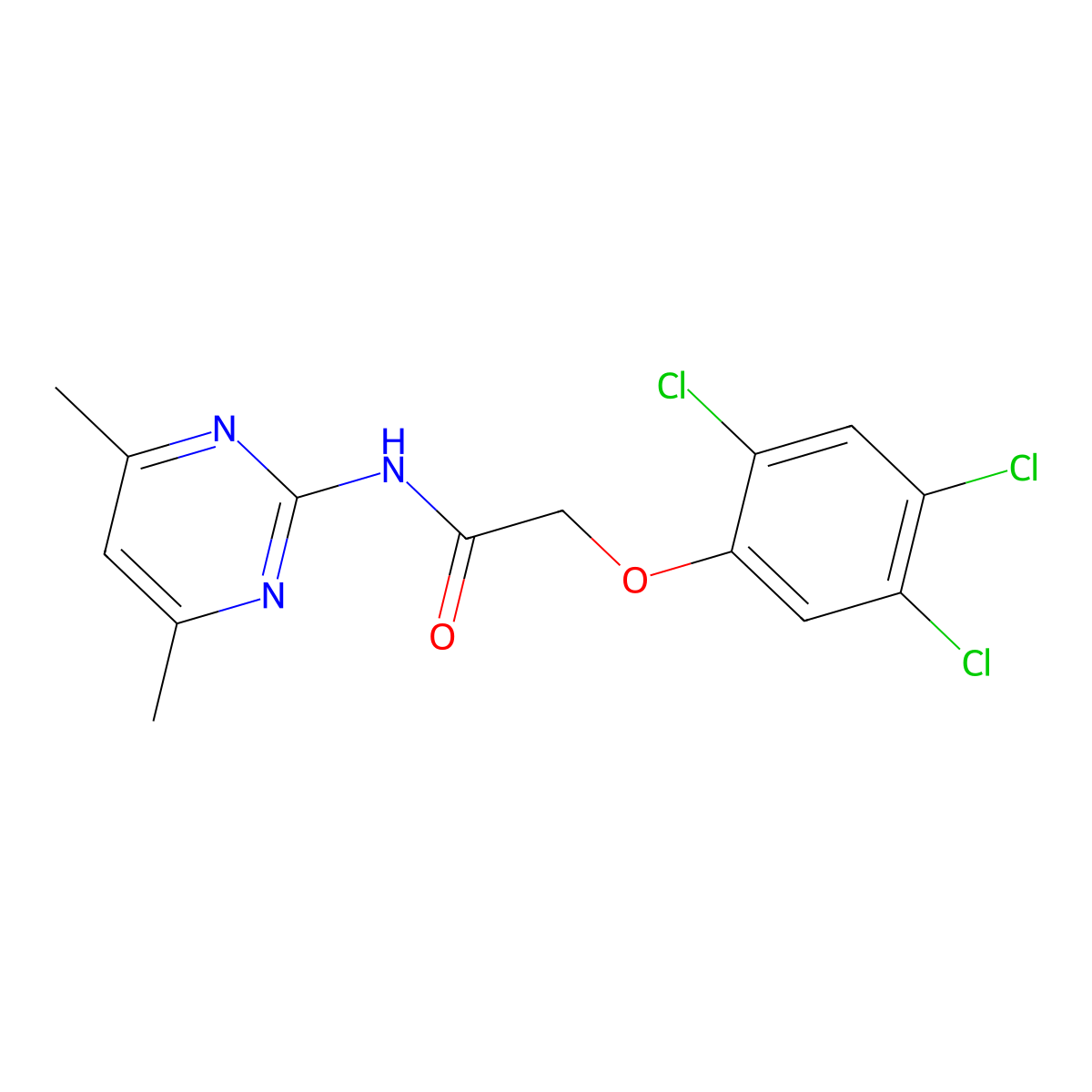 N-(4,6-dimethylpyrimidin-2-yl)-2-(2,4,5-trichlorophenoxy)acetamide molecular structure, CAS 433695-30-8
