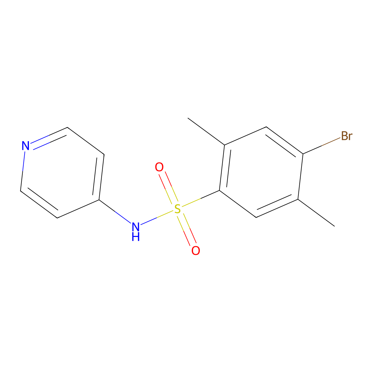 4-bromo-2,5-dimethyl-N-pyridin-4-ylbenzenesulfonamide molecular structure, CAS 433695-49-9