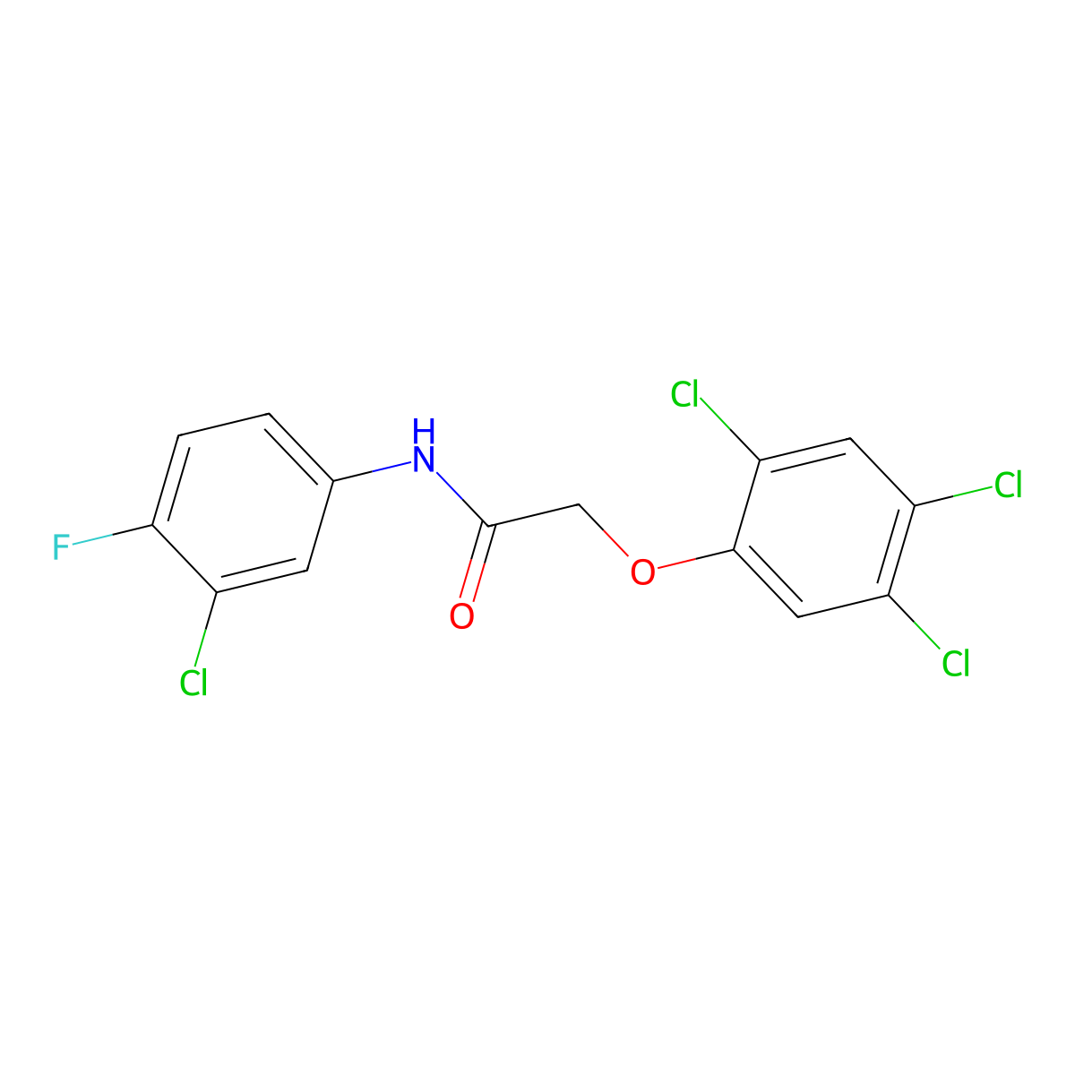 N-(3-chloro-4-fluorophenyl)-2-(2,4,5-trichlorophenoxy)acetamide molecular structure, CAS 433695-65-9