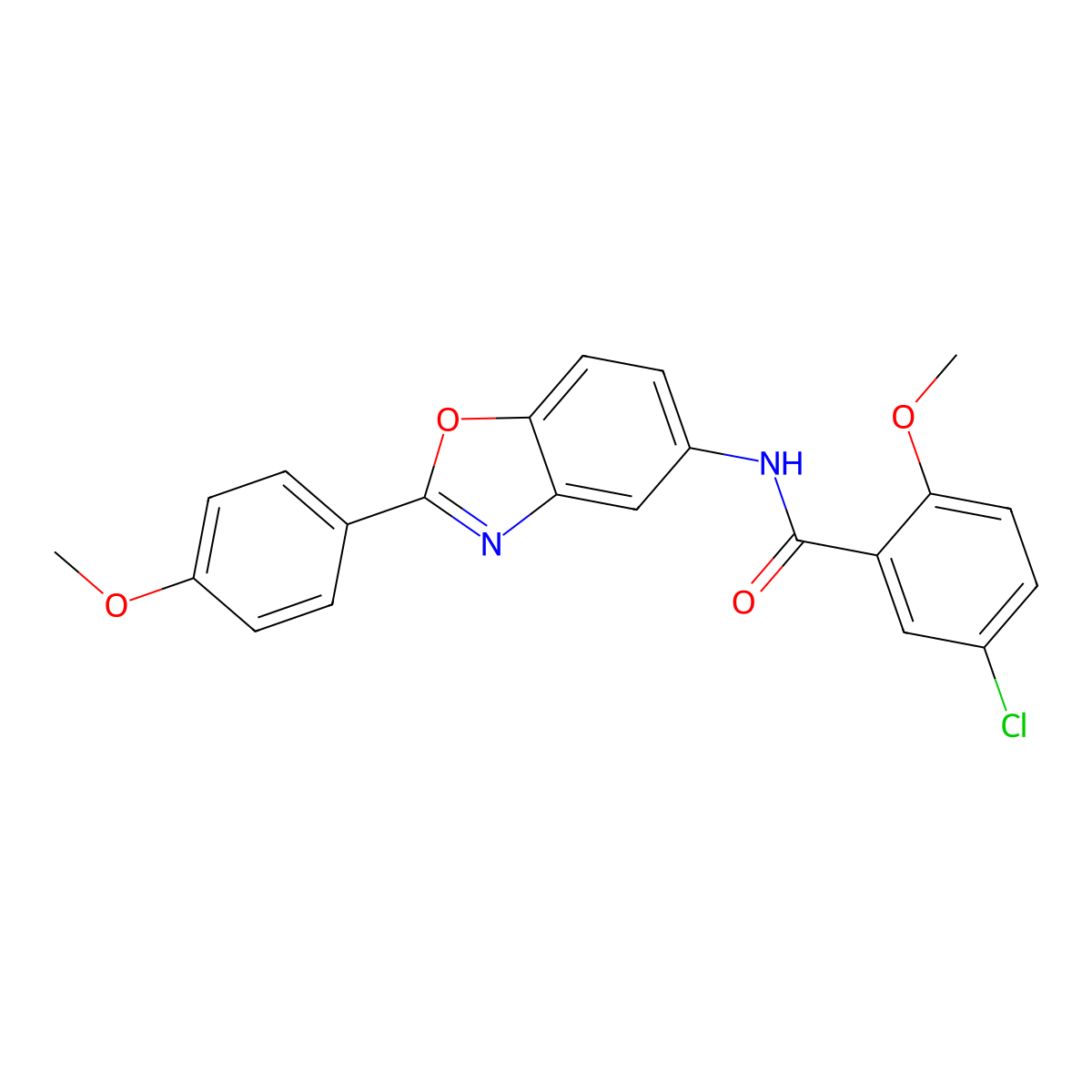 5-chloro-2-methoxy-N-[2-(4-methoxyphenyl)-1,3-benzoxazol-5-yl]benzamide molecular structure, CAS 433695-72-8