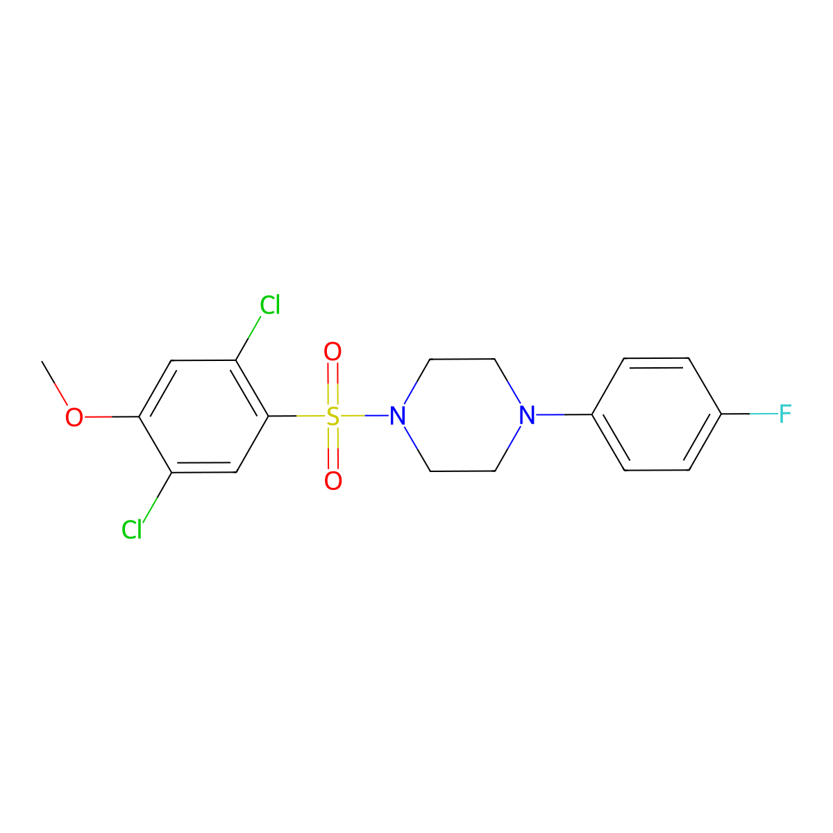 1-(2,5-Dichloro-4-methoxybenzenesulfonyl)-4-(4-fluorophenyl)piperazine molecular structure, CAS 433695-73-9