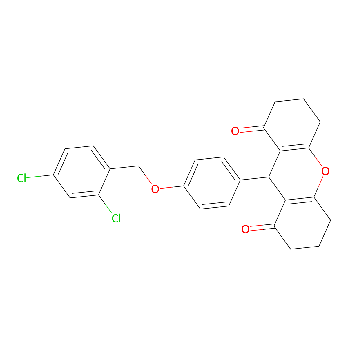 9-[4-[(2,4-dichlorophenyl)methoxy]phenyl]-3,4,5,6,7,9-hexahydro-2H-xanthene-1,8-dione molecular structure, CAS 433695-96-6