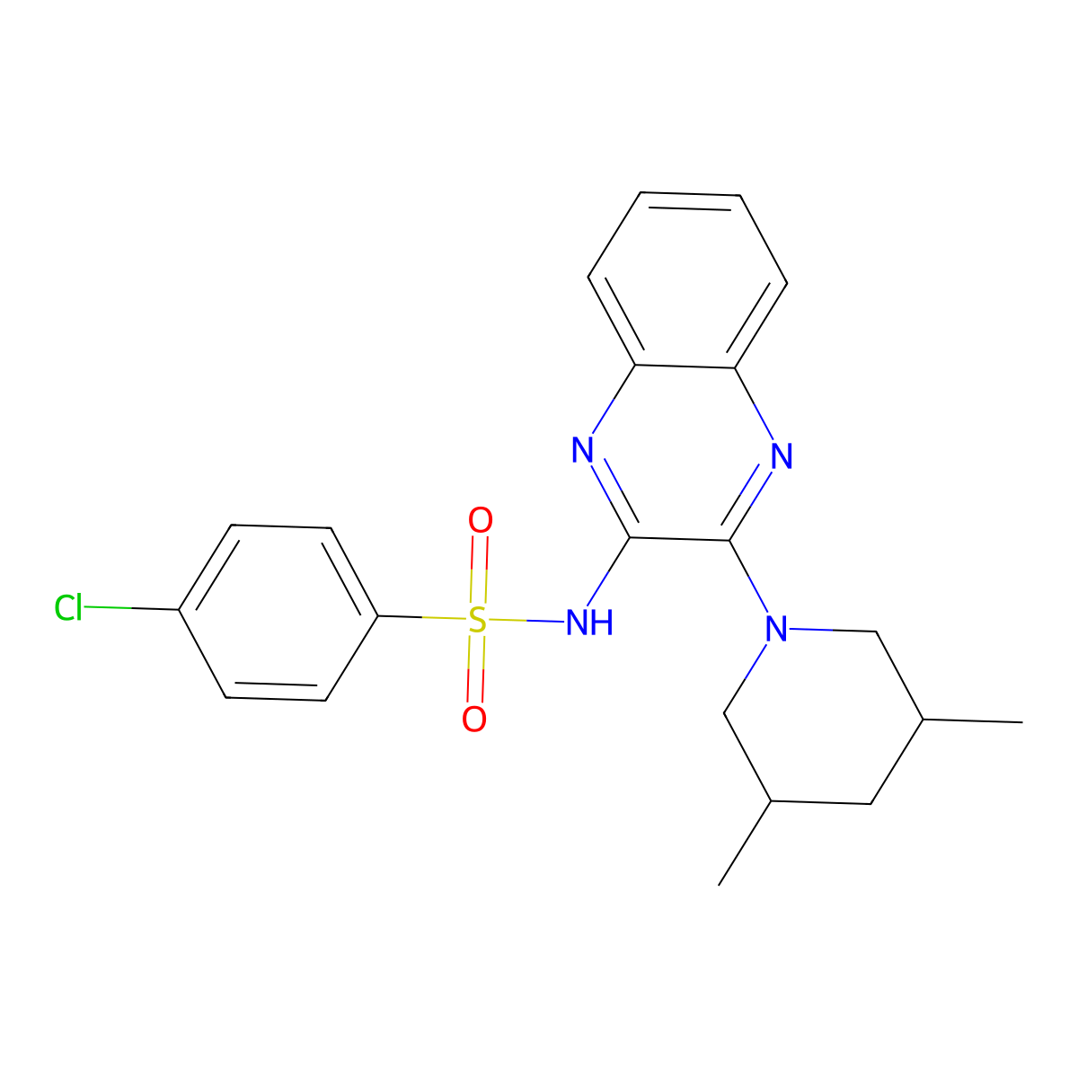 4-chloro-N-[3-(3,5-dimethylpiperidin-1-yl)quinoxalin-2-yl]benzenesulfonamide molecular structure, CAS 433695-97-7