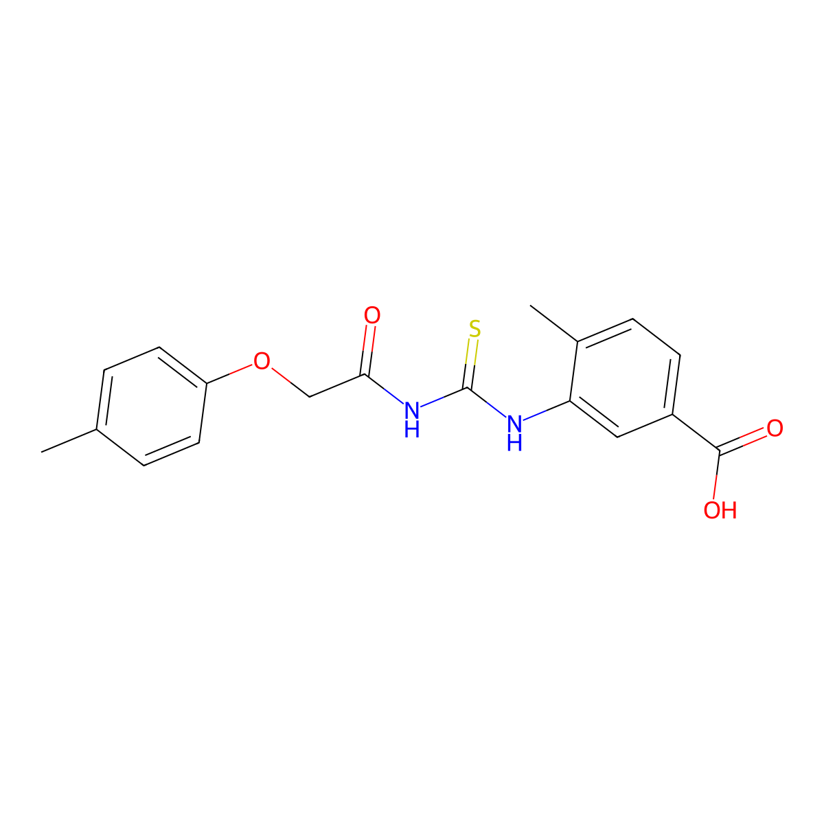 4-Methyl-3-[[[[(4-methylphenoxy)acetyl]amino]thioxomethyl]amino]-benzoic acid molecular structure, CAS 433695-99-9