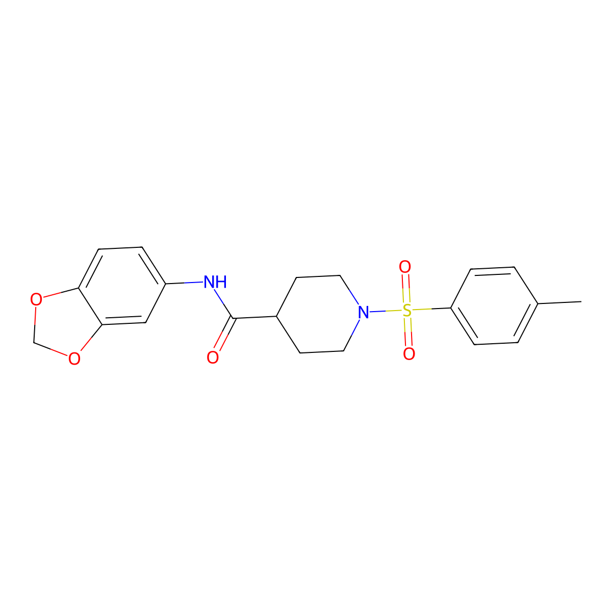 N-(1,3-benzodioxol-5-yl)-1-[(4-methylphenyl)sulfonyl]piperidine-4-carboxamide molecular structure, CAS 433696-03-8