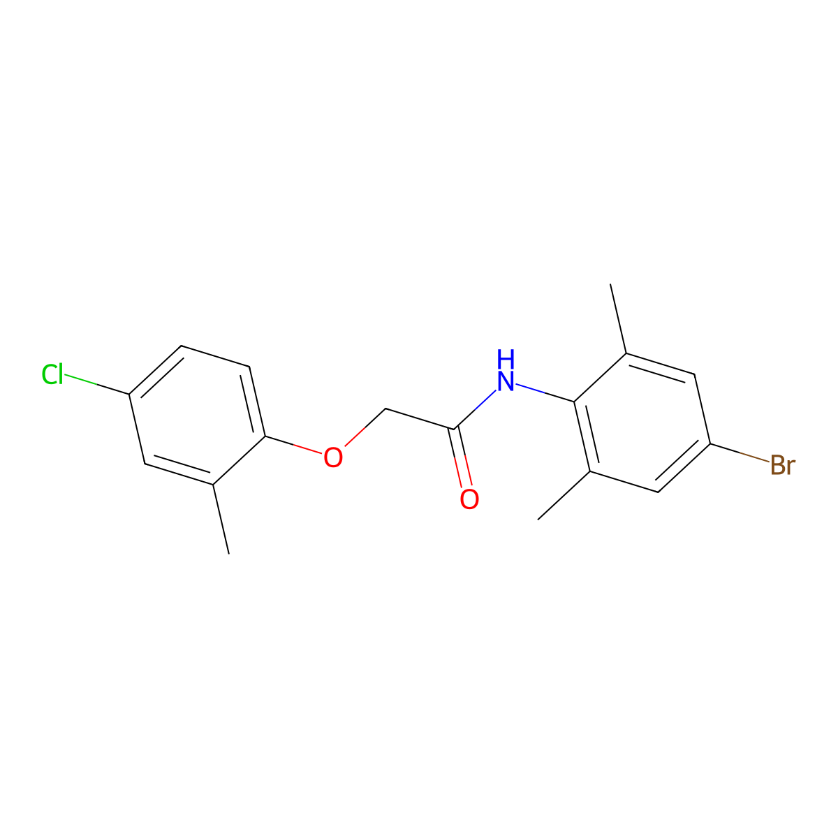 N-(4-bromo-2,6-dimethylphenyl)-2-(4-chloro-2-methylphenoxy)acetamide molecular structure, CAS 433696-06-1