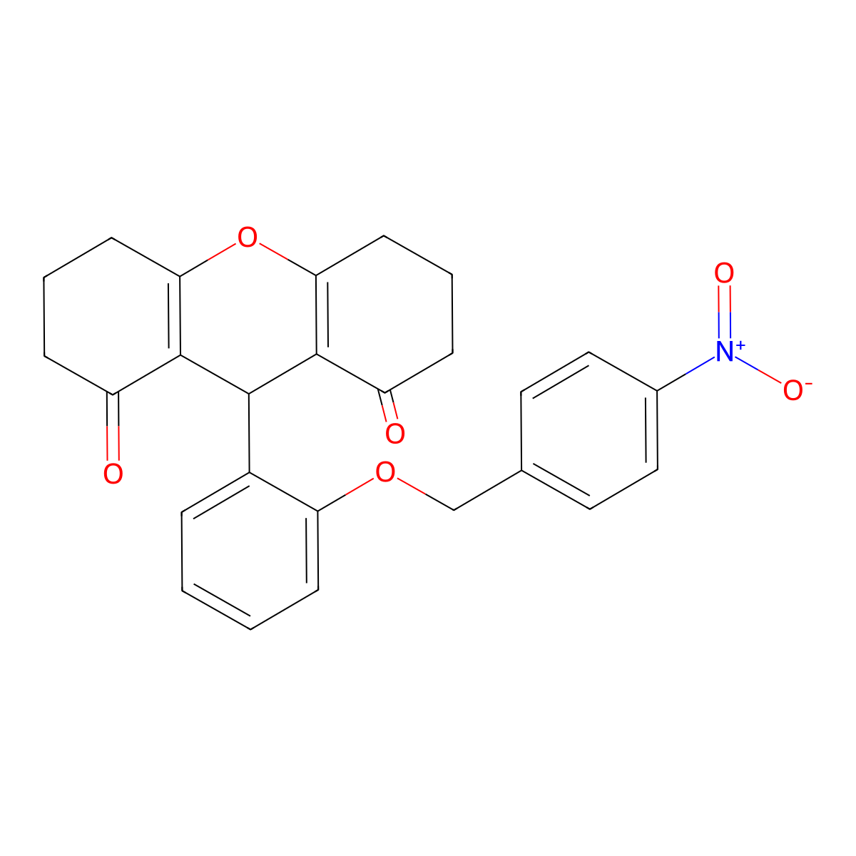 9-[2-[(4-nitrophenyl)methoxy]phenyl]-3,4,5,6,7,9-hexahydro-2H-xanthene-1,8-dione molecular structure, CAS 433696-11-8