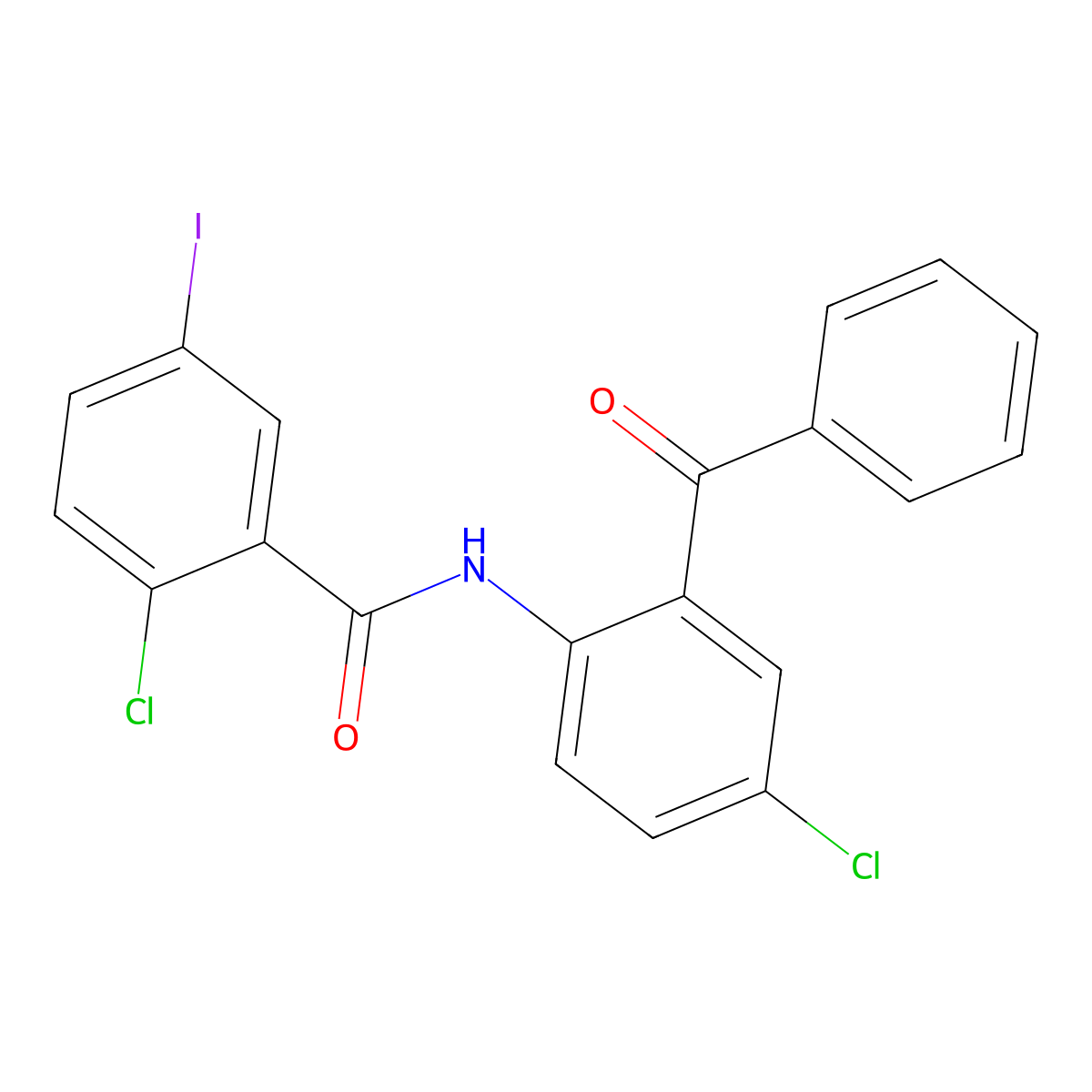 N-(2-benzoyl-4-chlorophenyl)-2-chloro-5-iodobenzamide molecular structure, CAS 433696-13-0