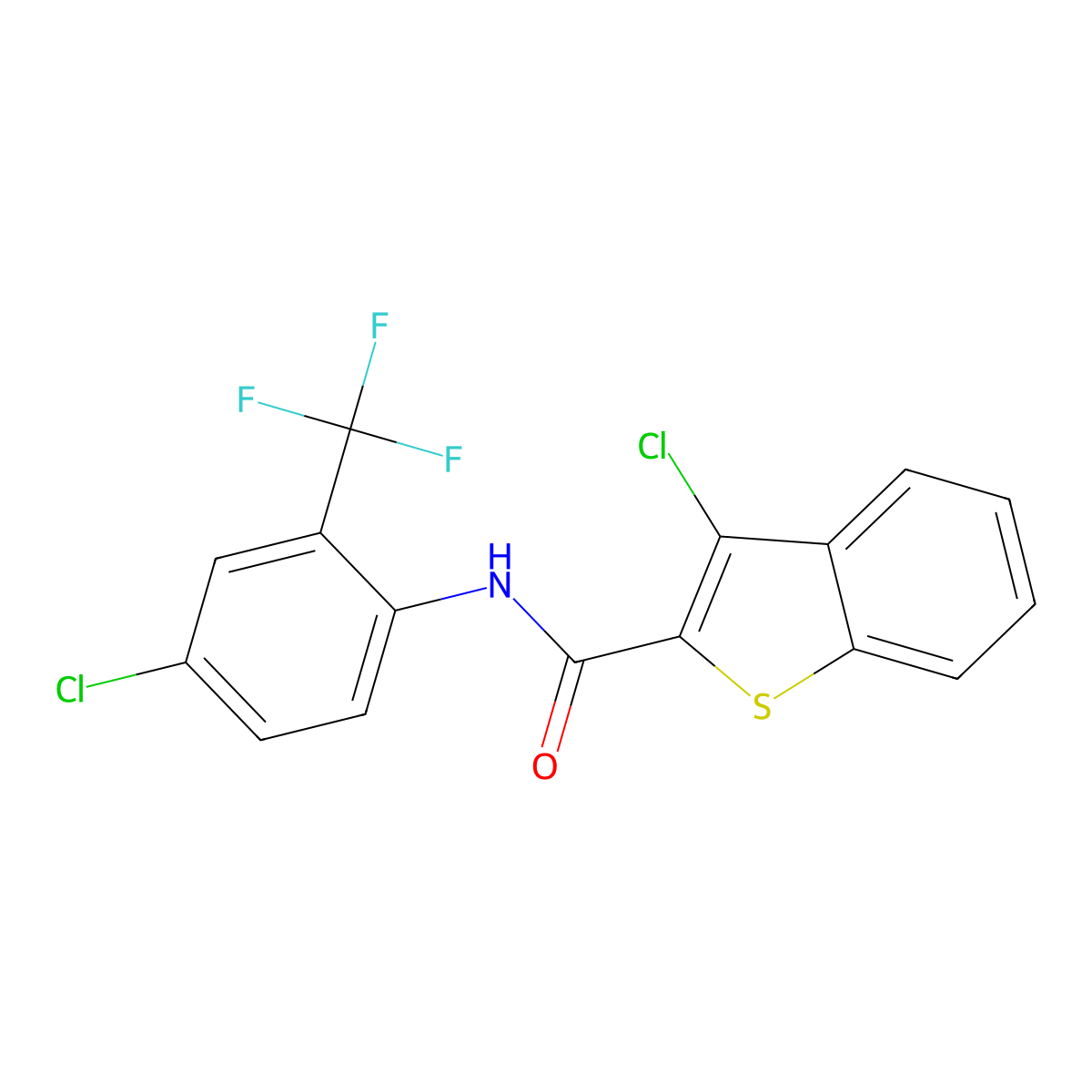 3-chloro-N-[4-chloro-2-(trifluoromethyl)phenyl]-1-benzothiophene-2-carboxamide molecular structure, CAS 433696-21-0