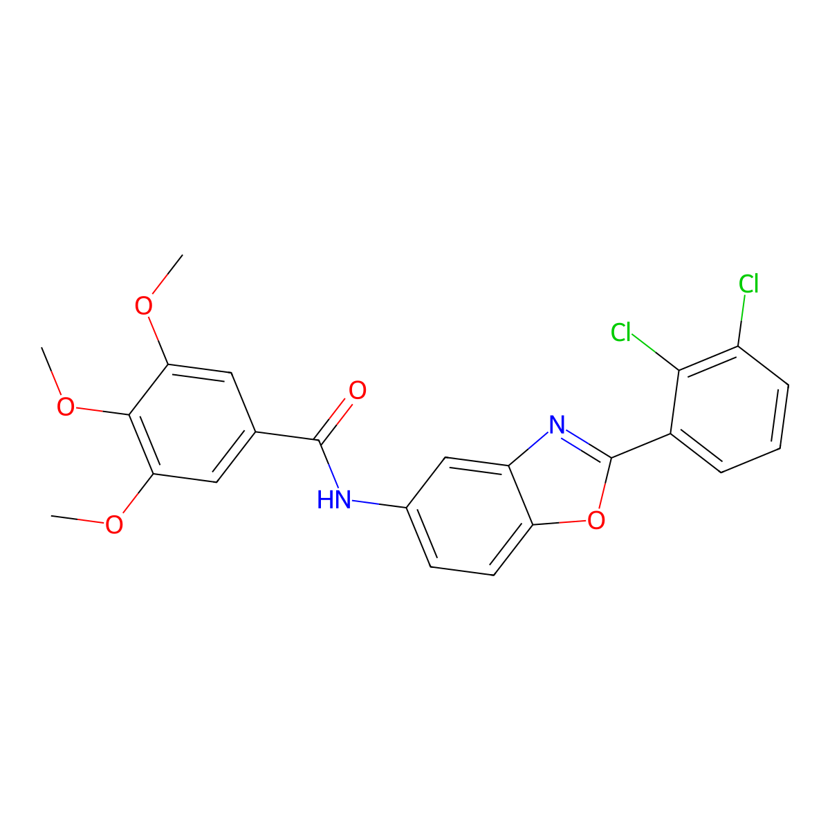 N-[2-(2,3-dichlorophenyl)-1,3-benzoxazol-5-yl]-3,4,5-trimethoxybenzamide molecular structure, CAS 433696-25-4