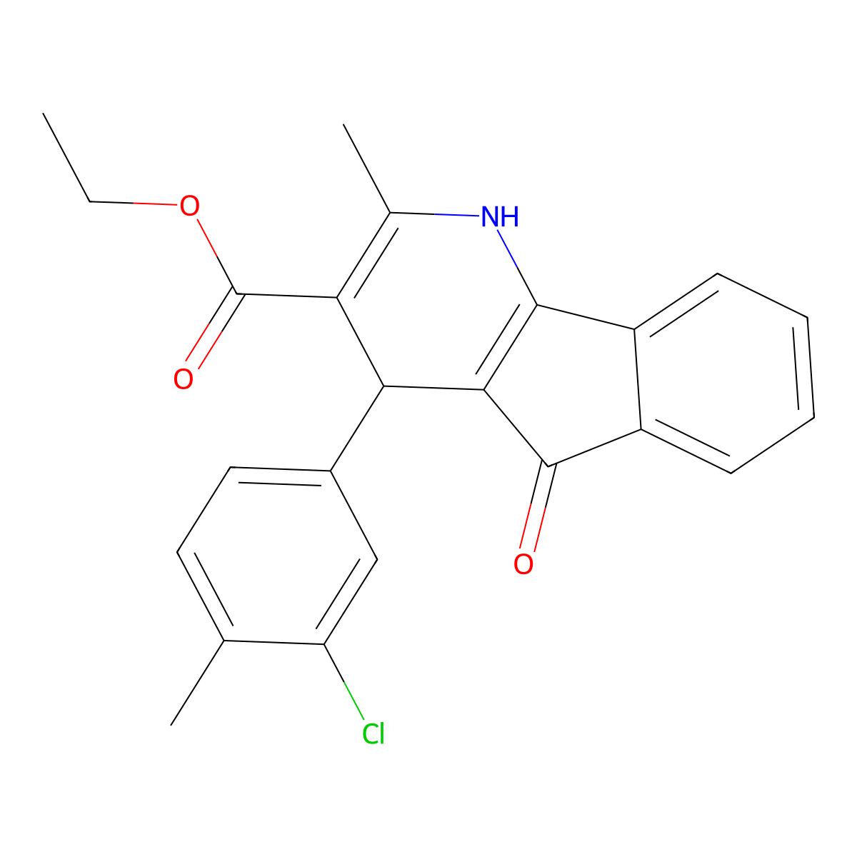ethyl 4-(3-chloro-4-methylphenyl)-2-methyl-5-oxo-4,5-dihydro-1H-indeno[1,2-b]pyridine-3-carboxylate molecular structure, CAS 433696-27-6
