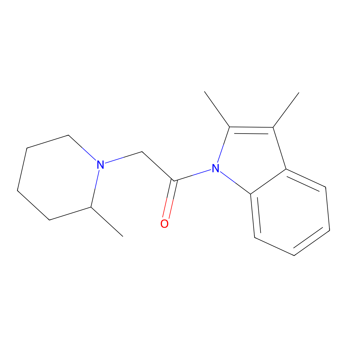 1-(2,3-dimethyl-1H-indol-1-yl)-2-(2-methylpiperidin-1-yl)ethanone molecular structure, CAS 433696-37-8