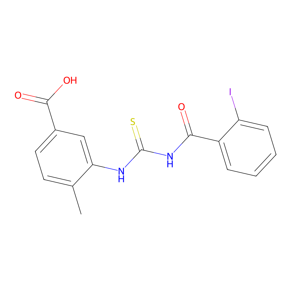 3-({[(2-Iodophenyl)carbonyl]carbamothioyl}amino)-4-methylbenzoic acid molecular structure, CAS 433696-43-6