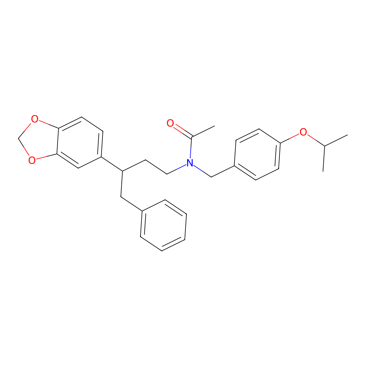 N-[3-(1,3-benzodioxol-5-yl)-4-phenylbutyl]-N-[(4-propan-2-yloxyphenyl)methyl]acetamide molecular structure, CAS 433696-45-8