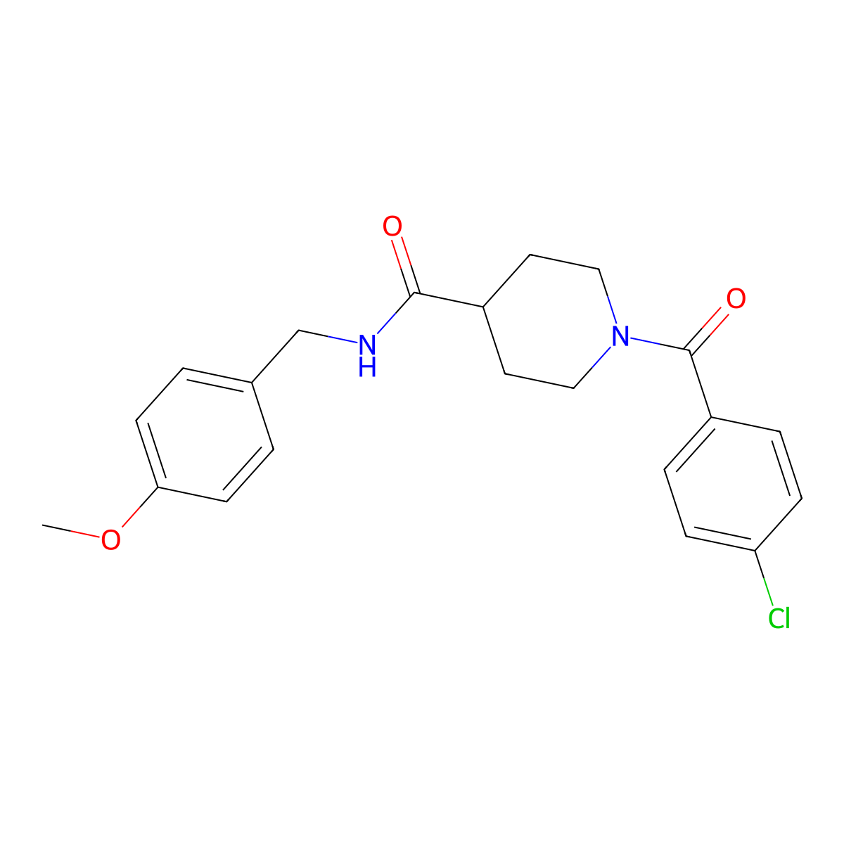 1-(4-chlorobenzoyl)-N-[(4-methoxyphenyl)methyl]piperidine-4-carboxamide molecular structure, CAS 433696-67-4