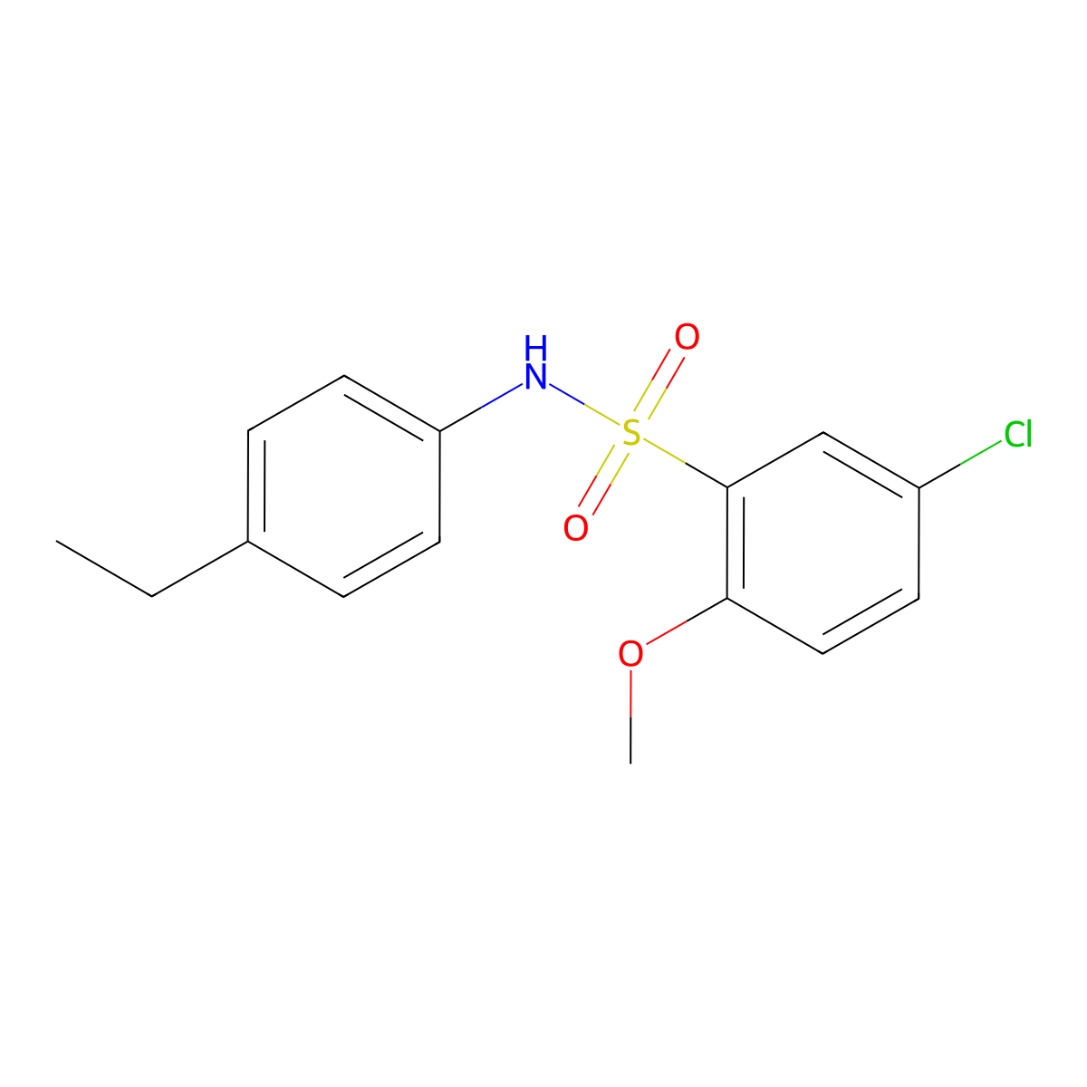 5-chloro-N-(4-ethylphenyl)-2-methoxybenzene-1-sulfonamide molecular structure, CAS 433696-76-5
