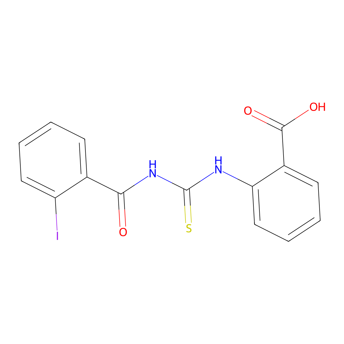 2-({[(2-Iodophenyl)carbonyl]carbamothioyl}amino)benzoic acid molecular structure, CAS 433696-88-9