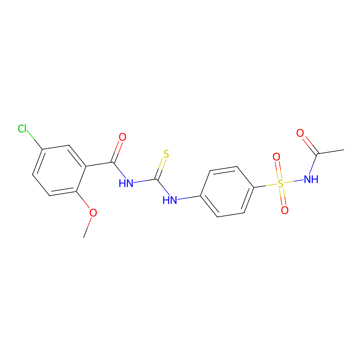 N-[[4-(acetylsulfamoyl)phenyl]carbamothioyl]-5-chloro-2-methoxybenzamide molecular structure, CAS 433696-89-0