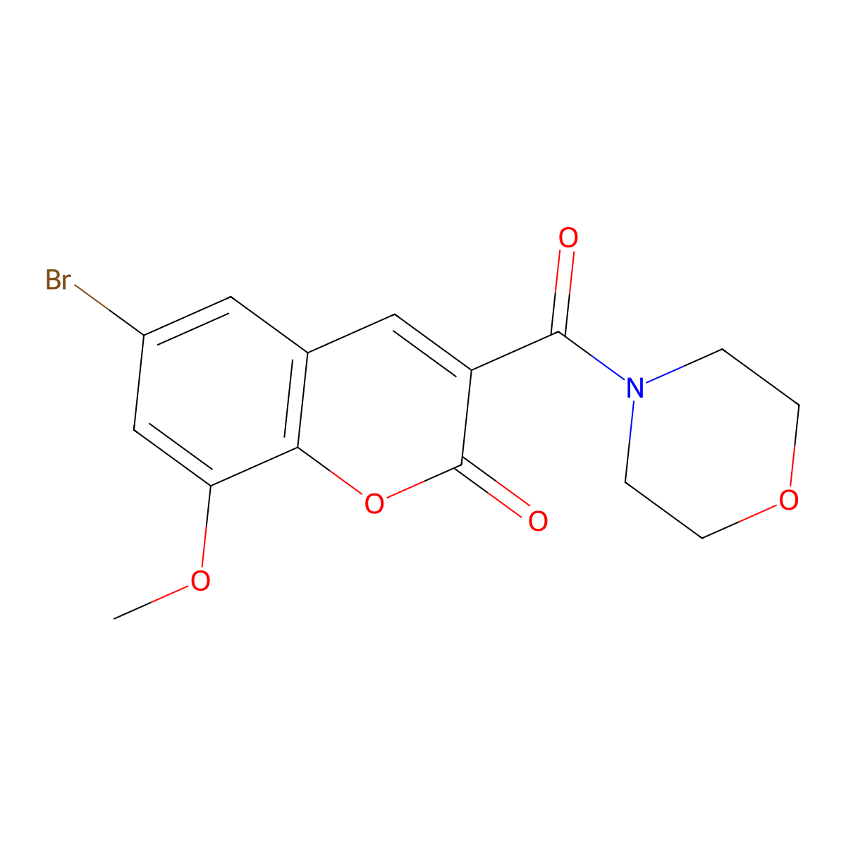 6-bromo-8-methoxy-3-(morpholine-4-carbonyl)-2H-chromen-2-one molecular structure, CAS 433697-00-8