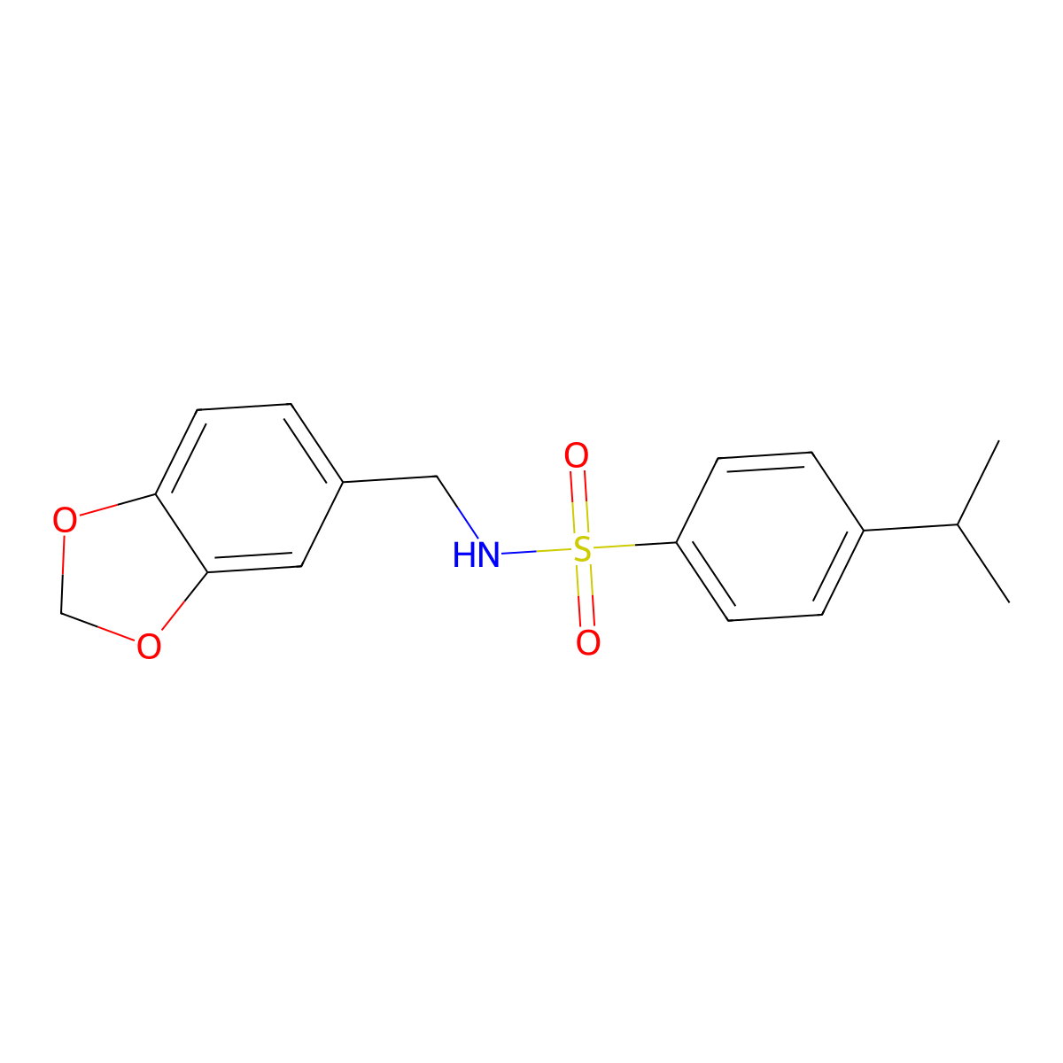 N-(1,3-benzodioxol-5-ylmethyl)-4-isopropylbenzenesulfonamide molecular structure, CAS 433697-12-2