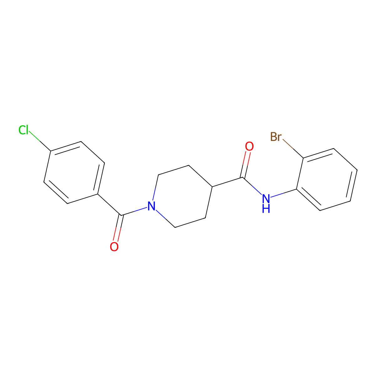 N-(2-bromophenyl)-1-(4-chlorobenzoyl)piperidine-4-carboxamide molecular structure, CAS 433697-34-8