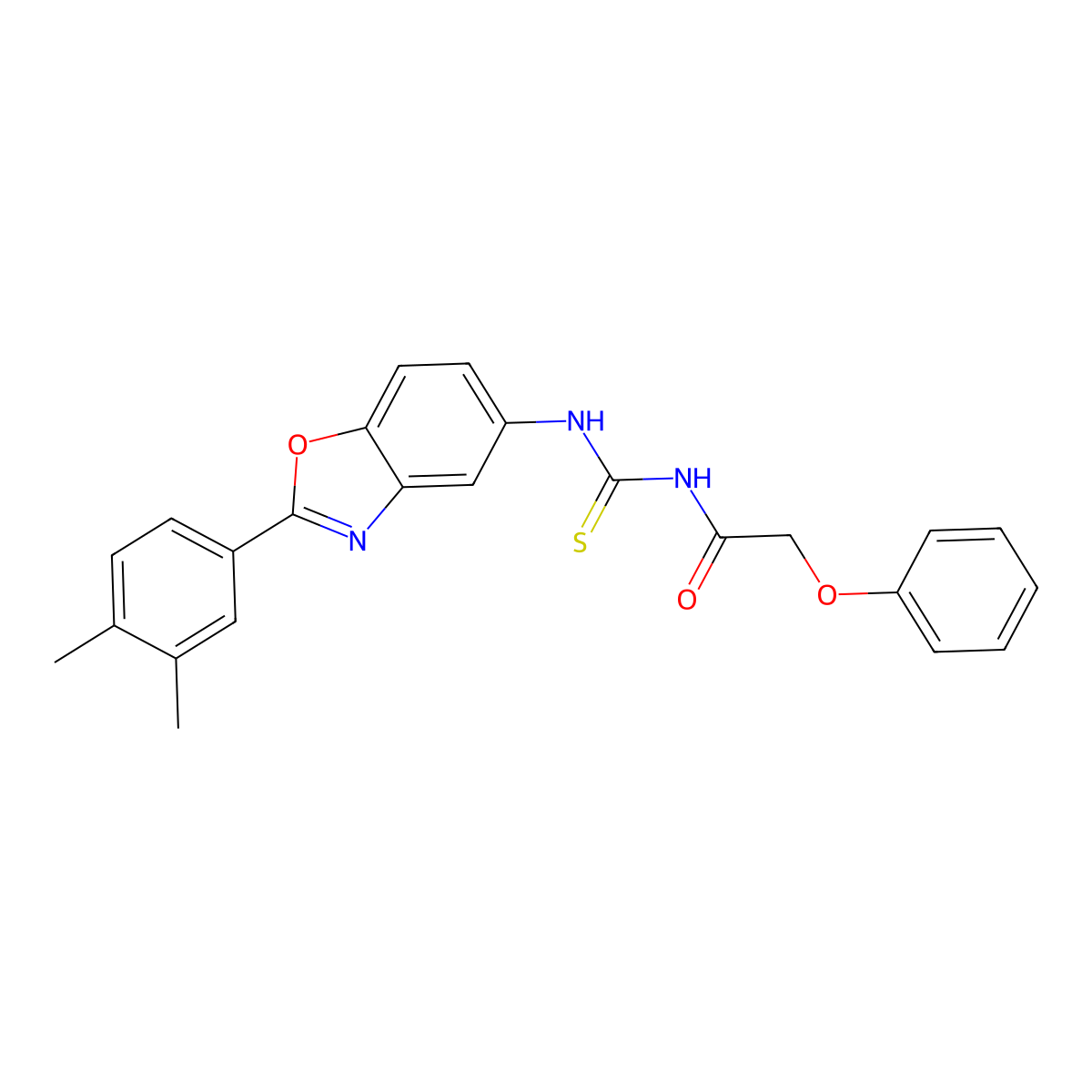 N-[[2-(3,4-dimethylphenyl)-1,3-benzoxazol-5-yl]carbamothioyl]-2-phenoxyacetamide molecular structure, CAS 433697-45-1