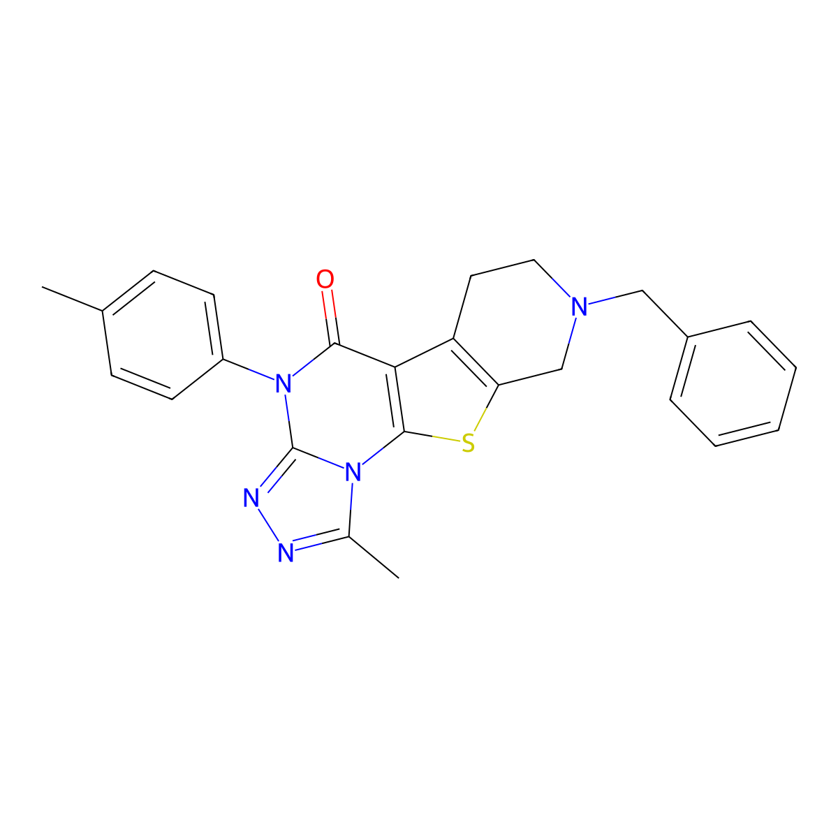 8-benzyl-1-methyl-4-(4-methylphenyl)-6,7,8,9-tetrahydropyrido[4',3':4,5]thieno[3,2-e][1,2,4]triazolo[4,3-a]pyrimidin-5(4H)-one molecular structure, CAS 433697-51-9