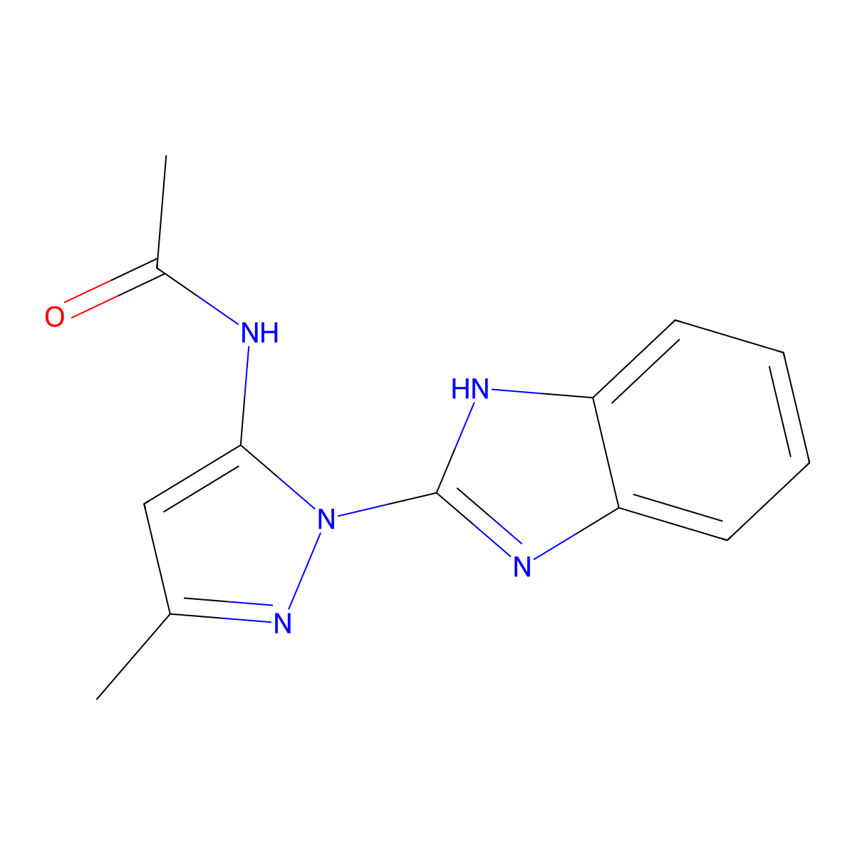 N-[2-(1H-benzimidazol-2-yl)-5-methylpyrazol-3-yl]acetamide molecular structure, CAS 433697-54-2