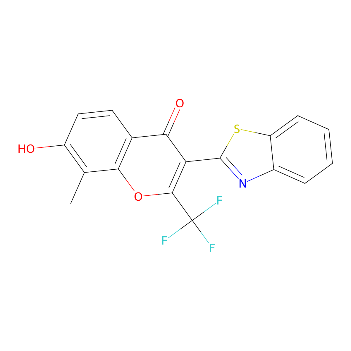 3-(benzo[d]thiazol-2-yl)-7-hydroxy-8-methyl-2-(trifluoromethyl)-4H-chromen-4-one molecular structure, CAS 433697-64-4