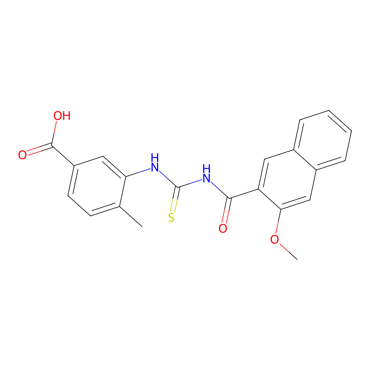 3-({[(3-Methoxy-2-naphthoyl)amino]carbonothioyl}amino)-4-methylbenzoic acid molecular structure, CAS 433697-67-7