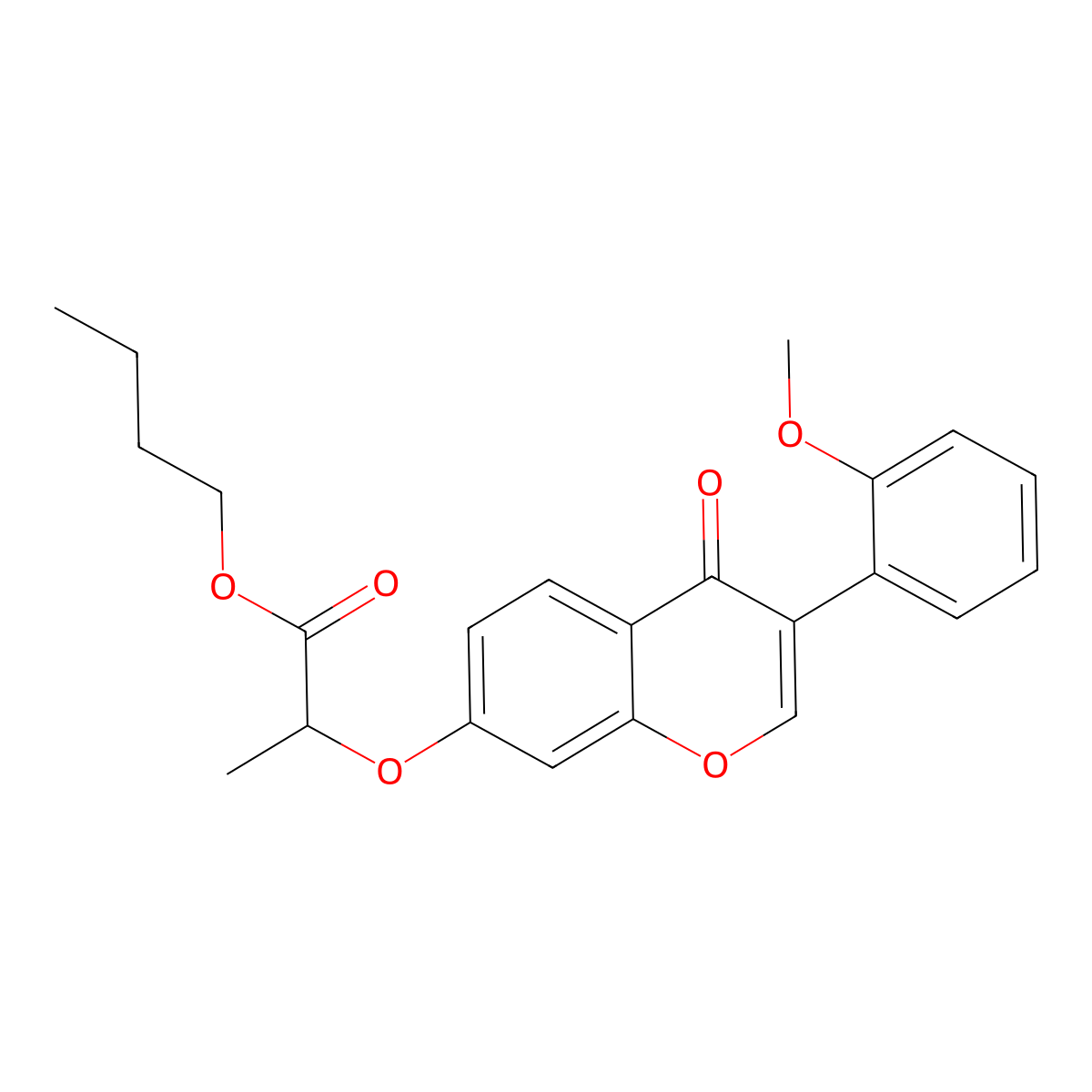 butyl 2-{[3-(2-methoxyphenyl)-4-oxo-4H-chromen-7-yl]oxy}propanoate molecular structure, CAS 433697-70-2