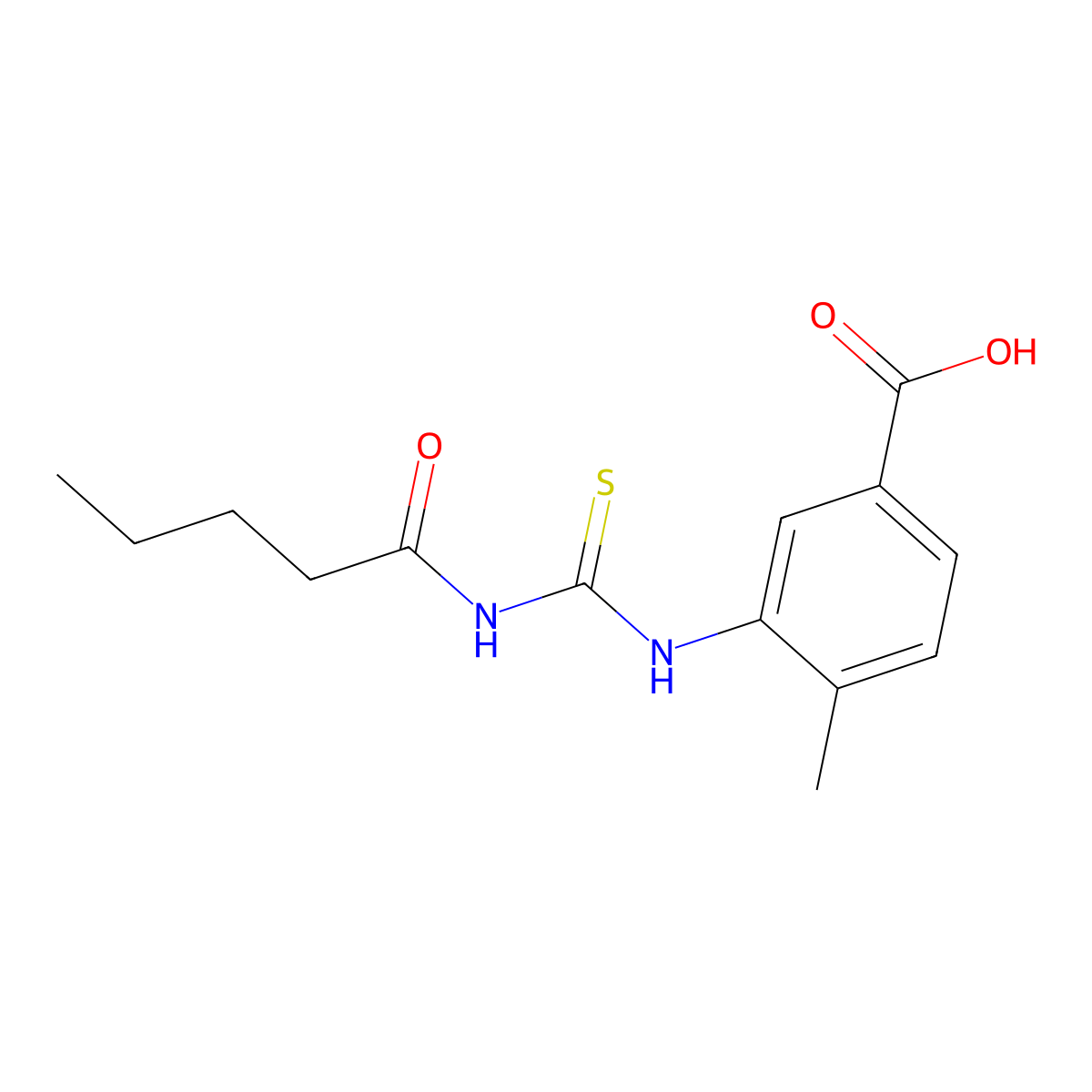 4-Methyl-3-[(pentanoylcarbamothioyl)amino]benzoic acid molecular structure, CAS 433697-84-8