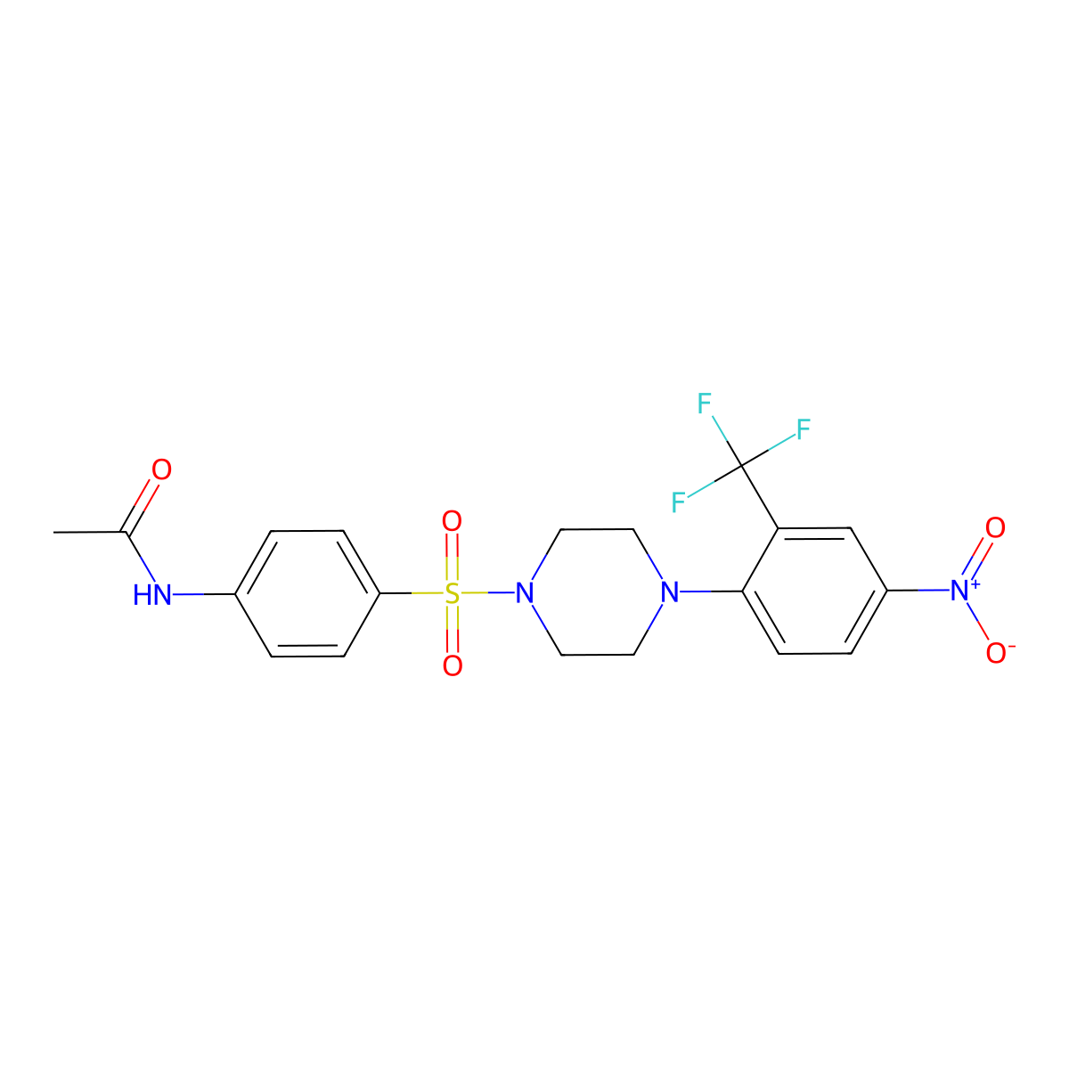N-[4-[4-[4-nitro-2-(trifluoromethyl)phenyl]piperazin-1-yl]sulfonylphenyl]acetamide molecular structure, CAS 433697-85-9